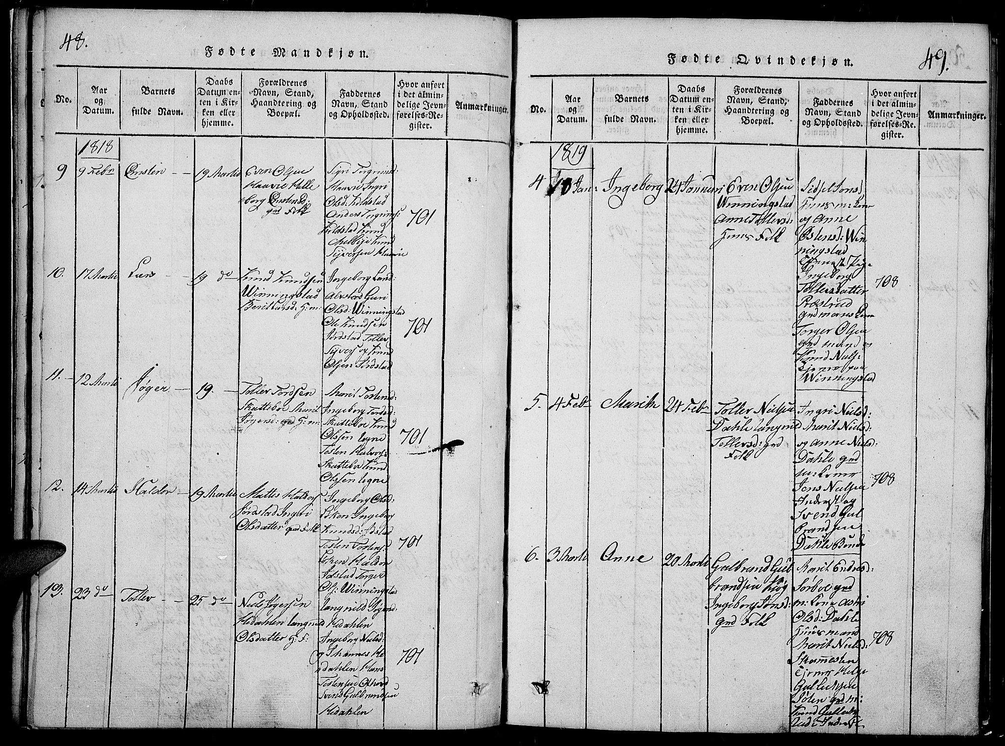 Slidre prestekontor, SAH/PREST-134/H/Ha/Hab/L0002: Parish register (copy) no. 2, 1814-1839, p. 48-49