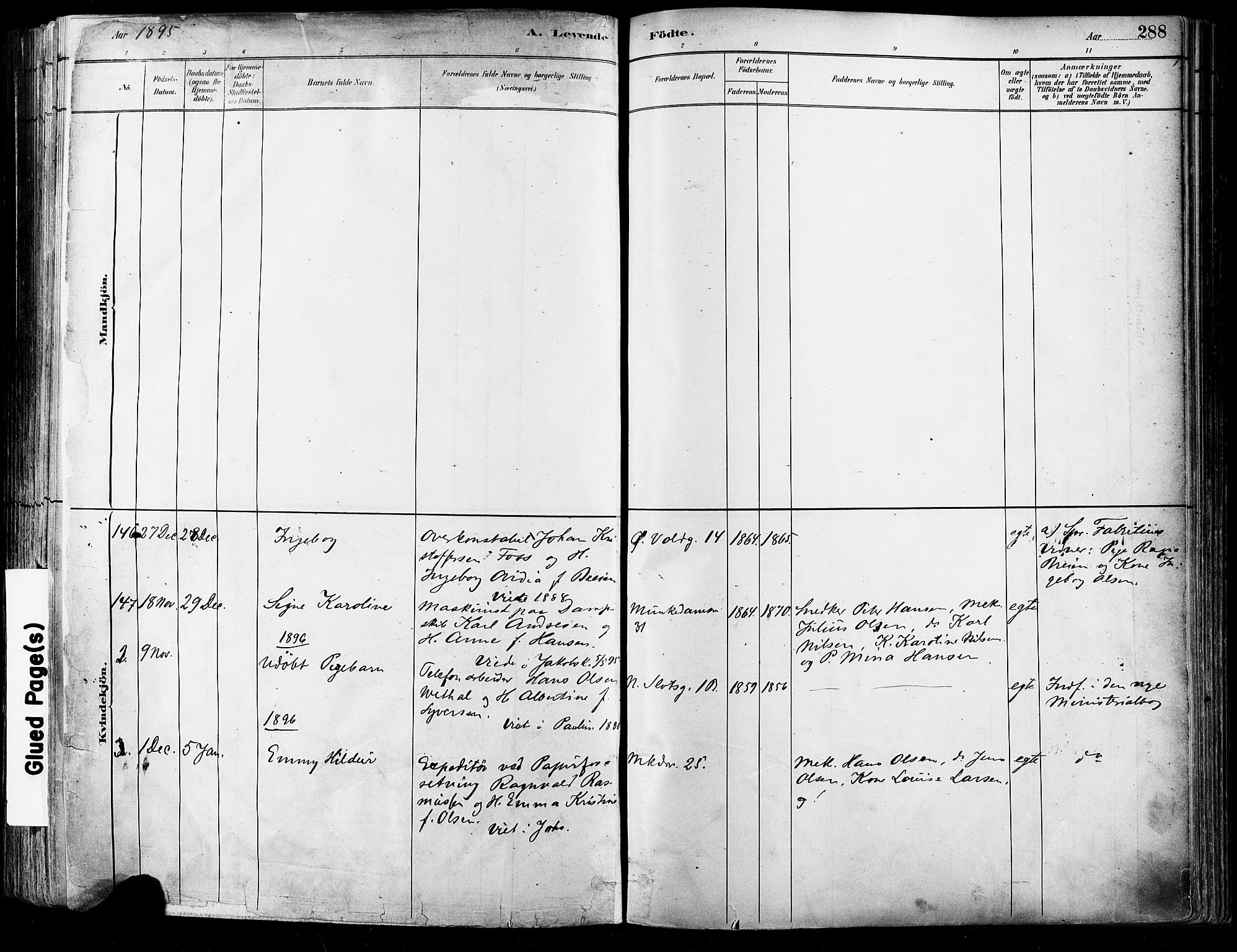 Johannes prestekontor Kirkebøker, AV/SAO-A-10852/F/Fa/L0003: Parish register (official) no. 3, 1882-1896, p. 288