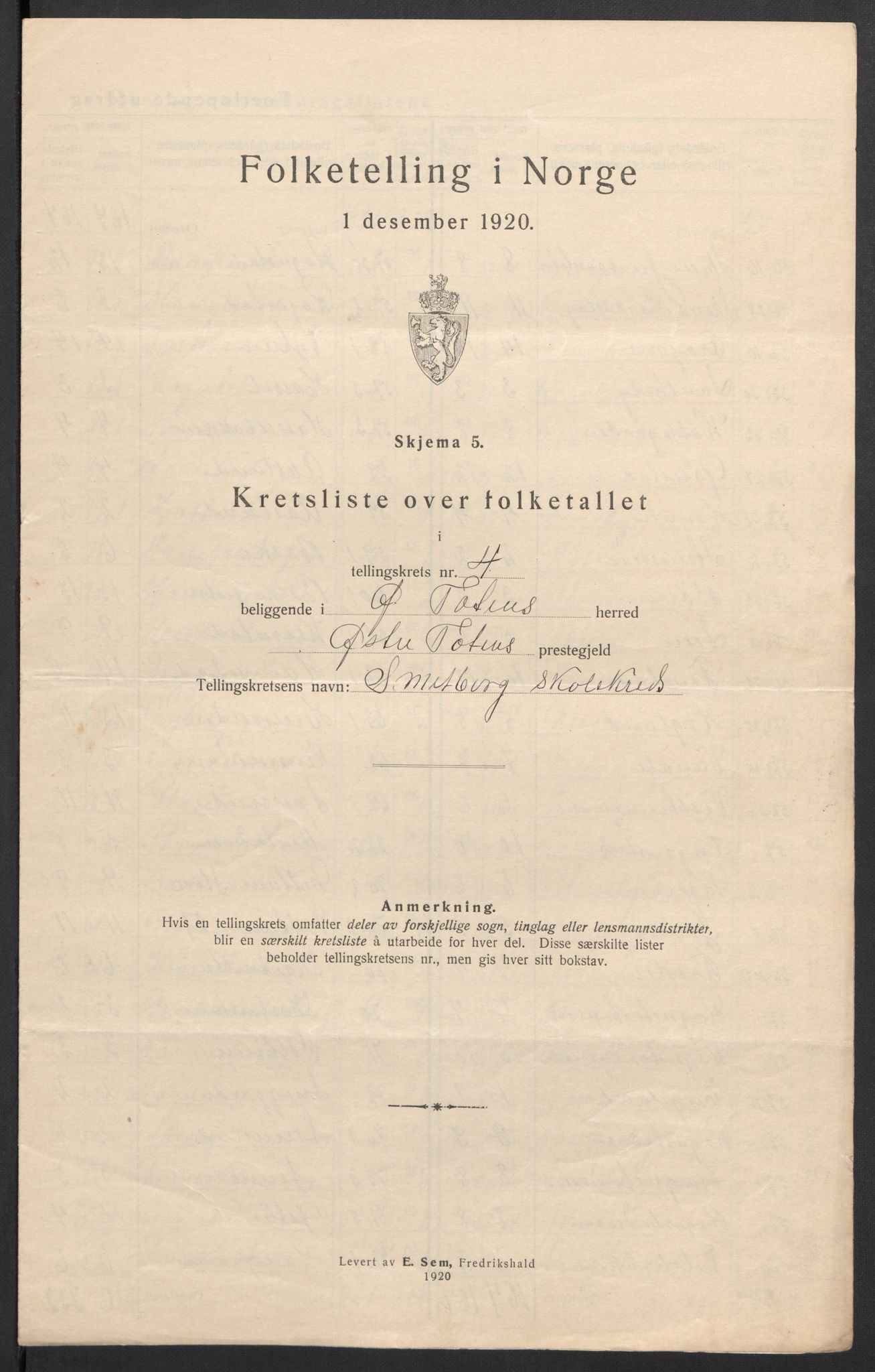 SAH, 1920 census for Østre Toten, 1920, p. 24