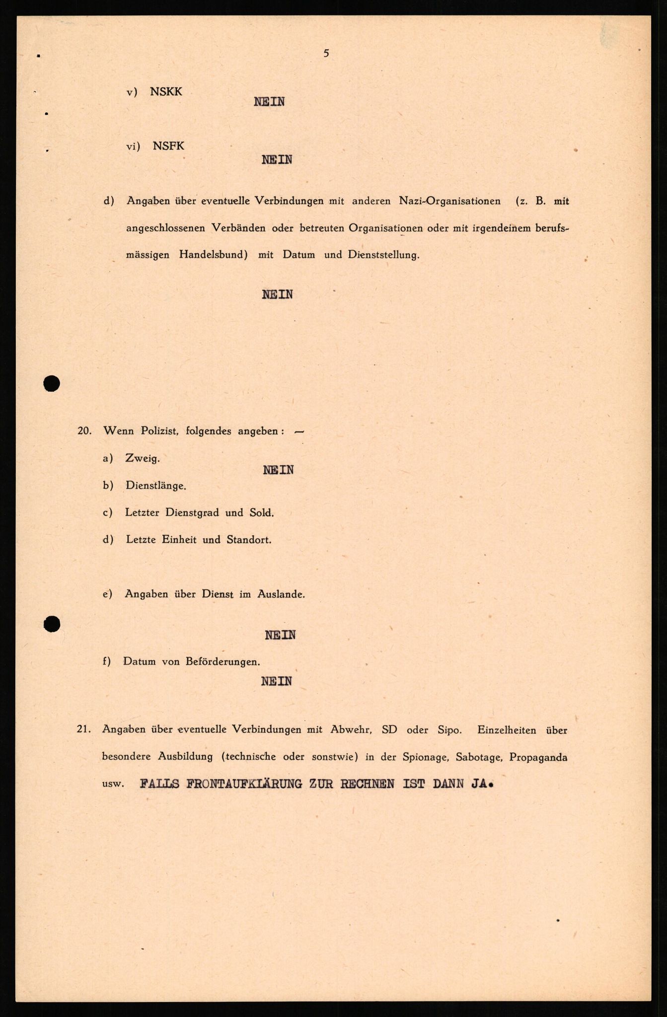 Forsvaret, Forsvarets overkommando II, AV/RA-RAFA-3915/D/Db/L0019: CI Questionaires. Tyske okkupasjonsstyrker i Norge. Tyskere., 1945-1946, p. 419