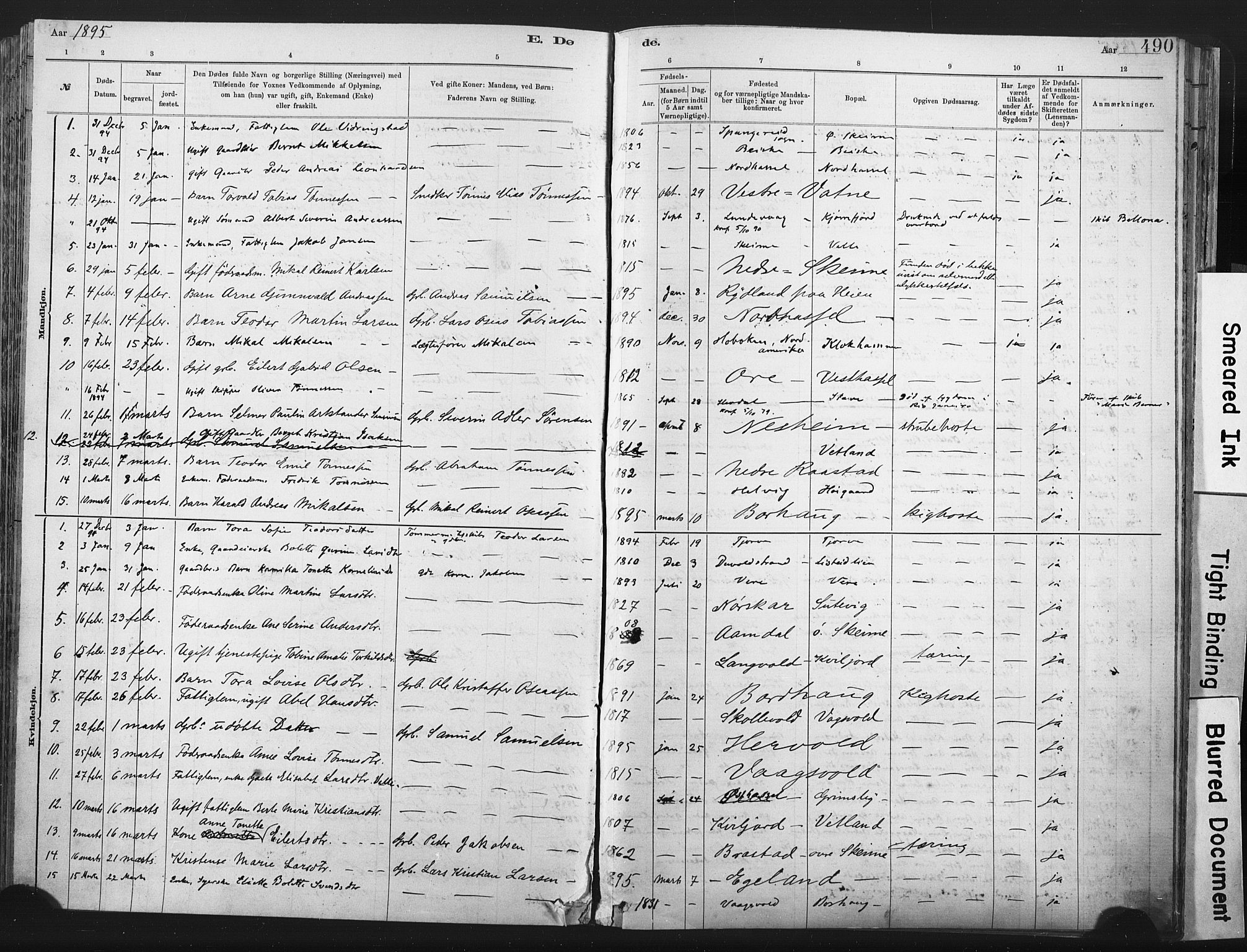 Lista sokneprestkontor, SAK/1111-0027/F/Fa/L0012: Parish register (official) no. A 12, 1879-1903, p. 490