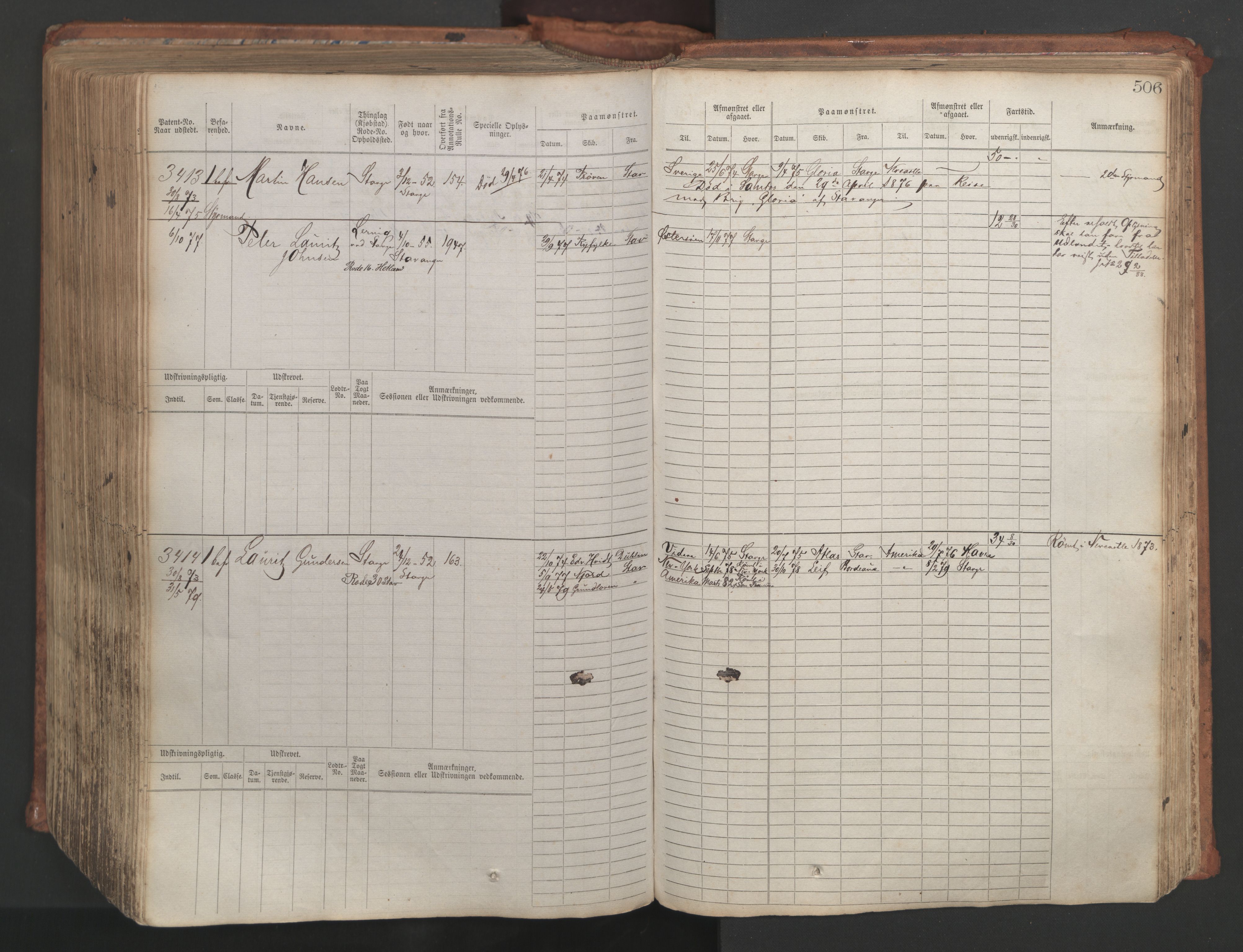 Stavanger sjømannskontor, AV/SAST-A-102006/F/Fb/Fbb/L0007: Sjøfartshovedrulle, patentnr. 2403-3604, 1869-1880, p. 559