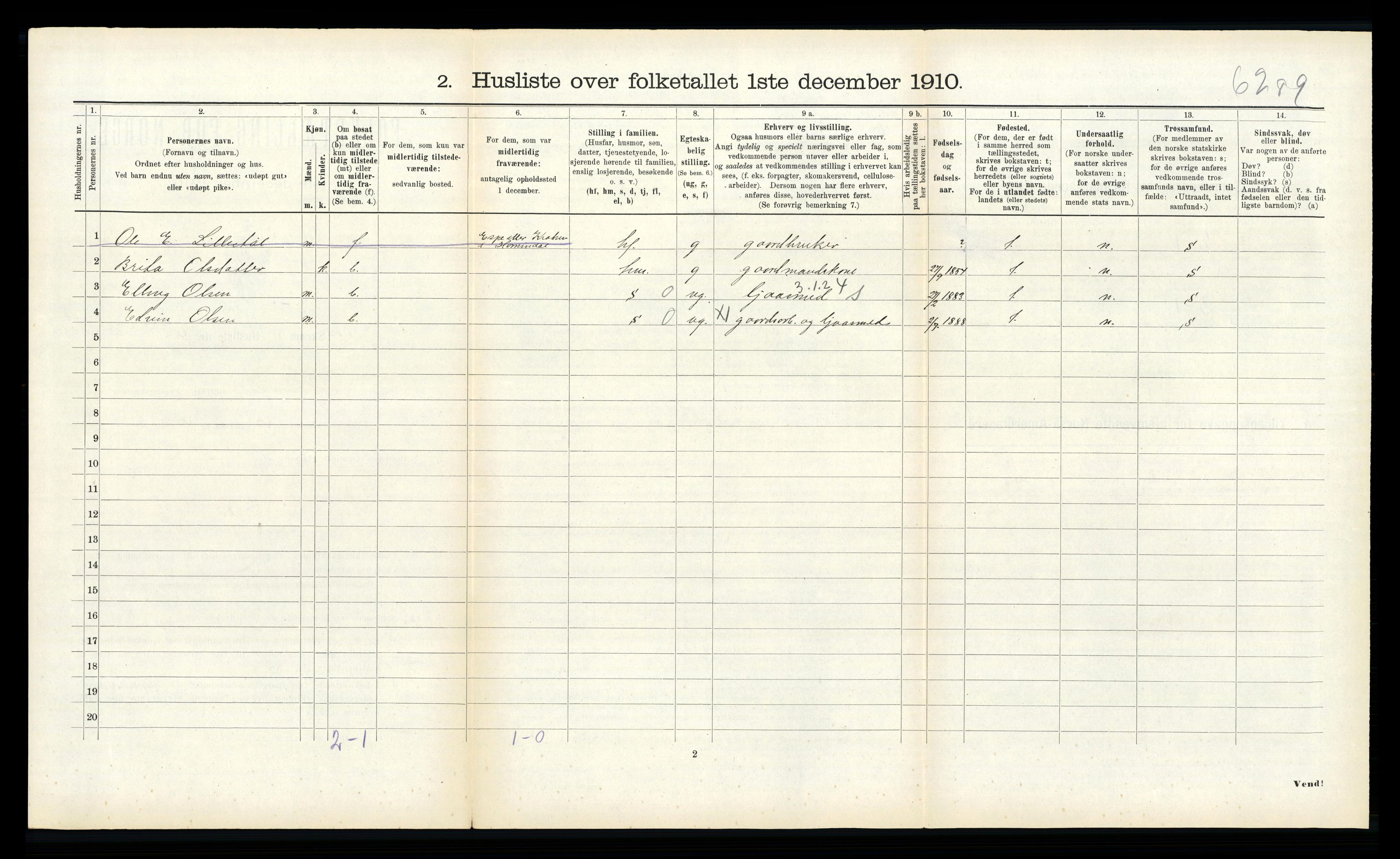 RA, 1910 census for Hornindal, 1910, p. 133