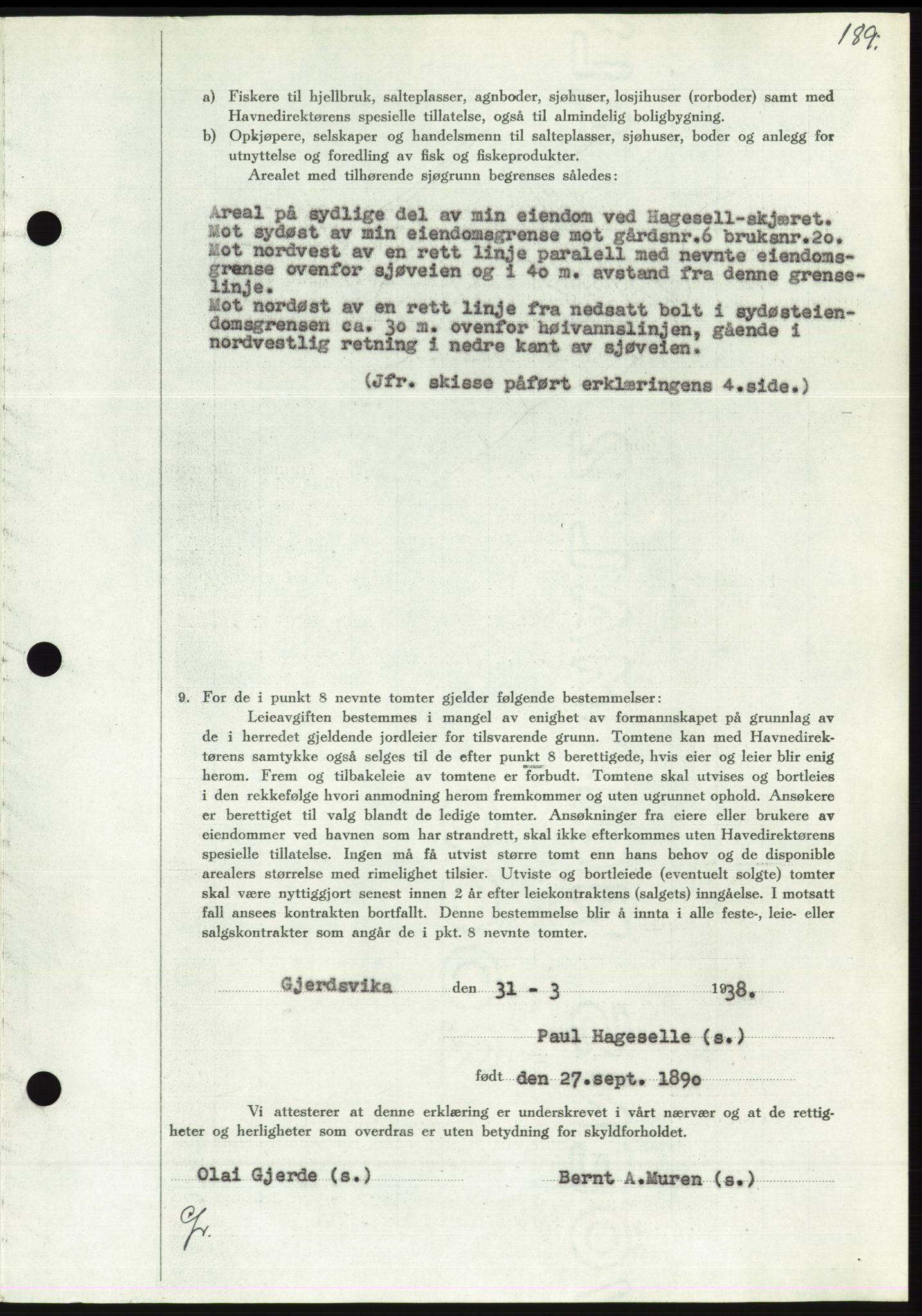 Søre Sunnmøre sorenskriveri, AV/SAT-A-4122/1/2/2C/L0066: Mortgage book no. 60, 1938-1938, Diary no: : 1330/1938