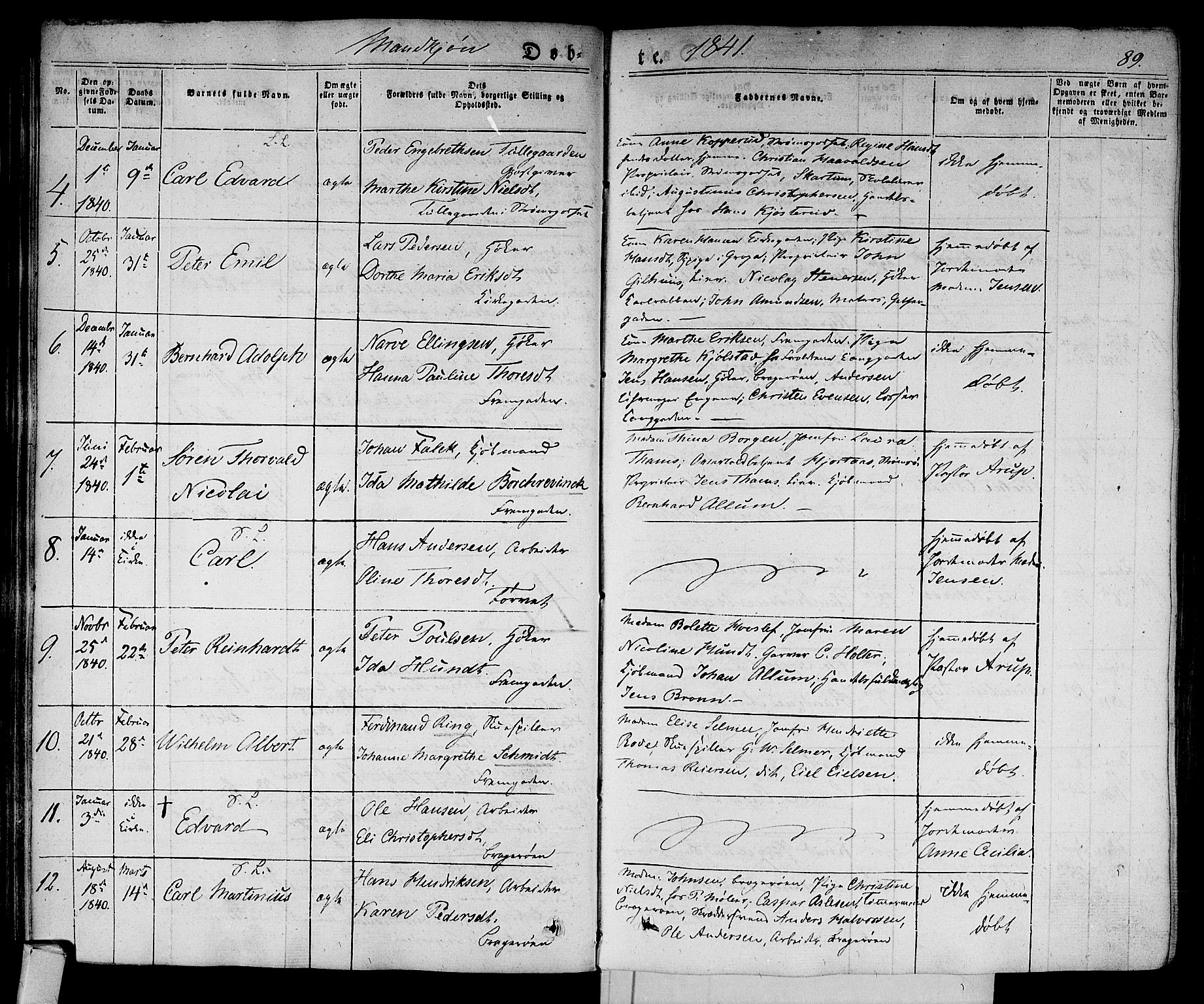 Bragernes kirkebøker, AV/SAKO-A-6/F/Fb/L0001: Parish register (official) no. II 1, 1830-1847, p. 89