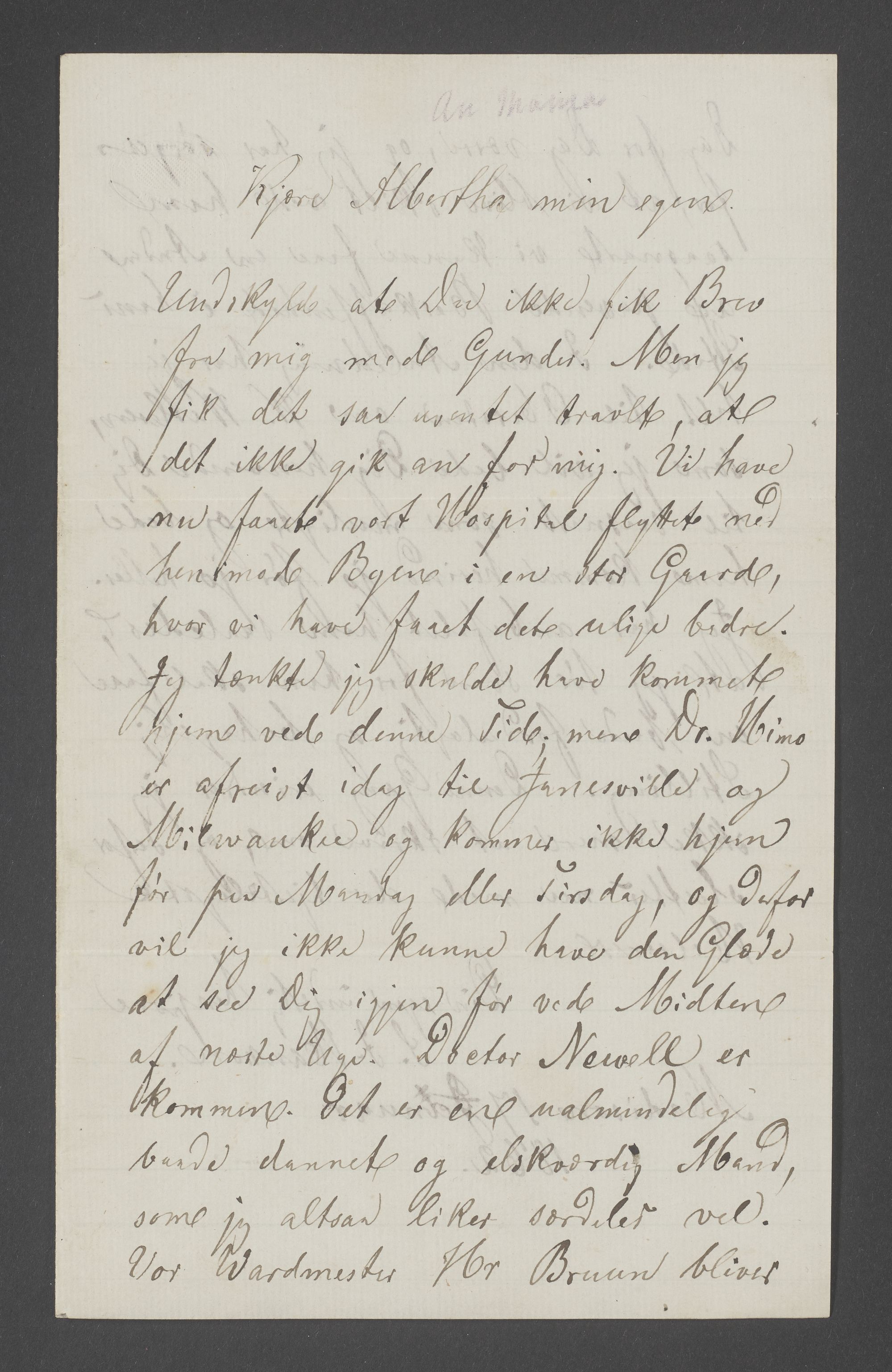 Søren Johan Hanssen, cand. med., IKAM/P-00148/G/L0001/0001: Private brev / Brev 17.01.1862, 1862