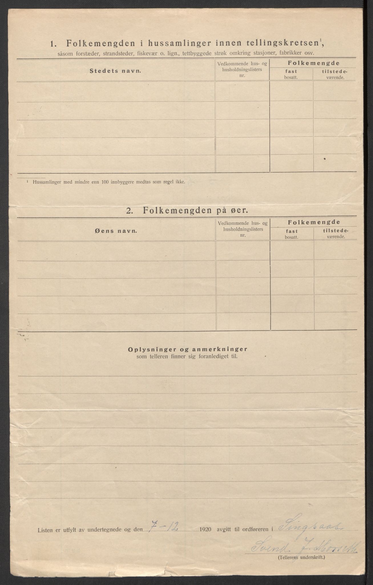 SAT, 1920 census for Singsås, 1920, p. 14