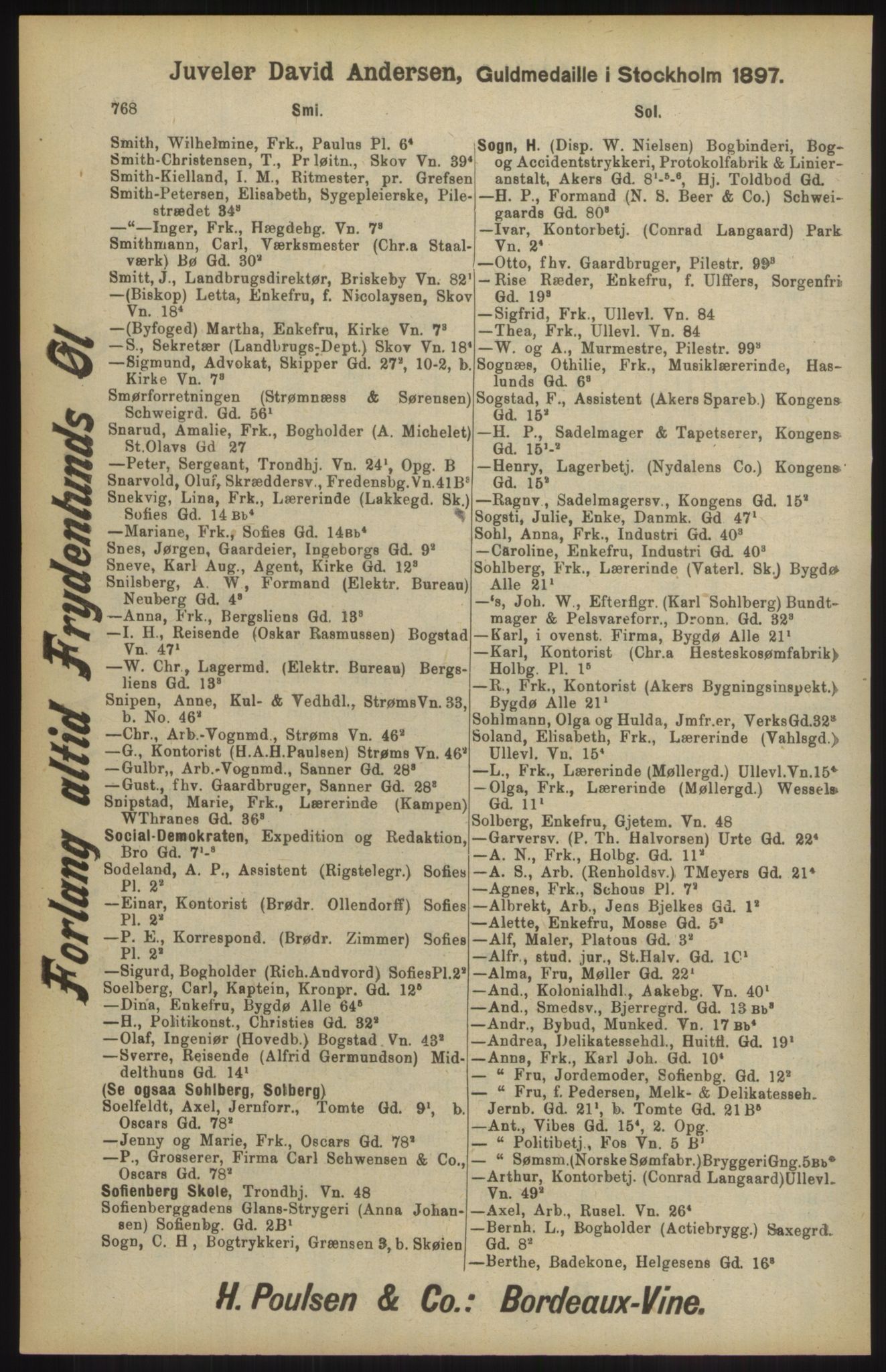 Kristiania/Oslo adressebok, PUBL/-, 1904, p. 768