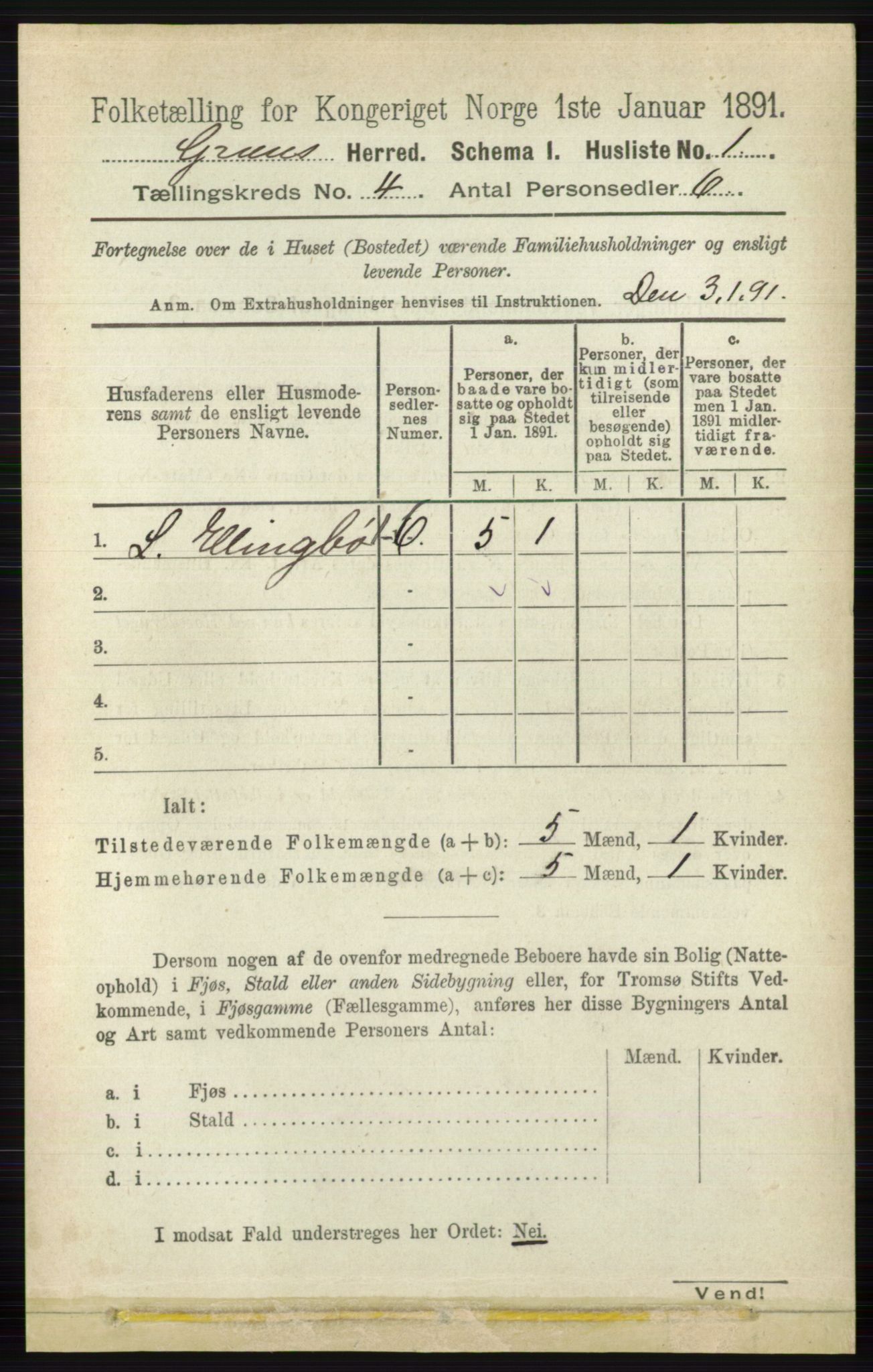 RA, 1891 census for 0534 Gran, 1891, p. 1092