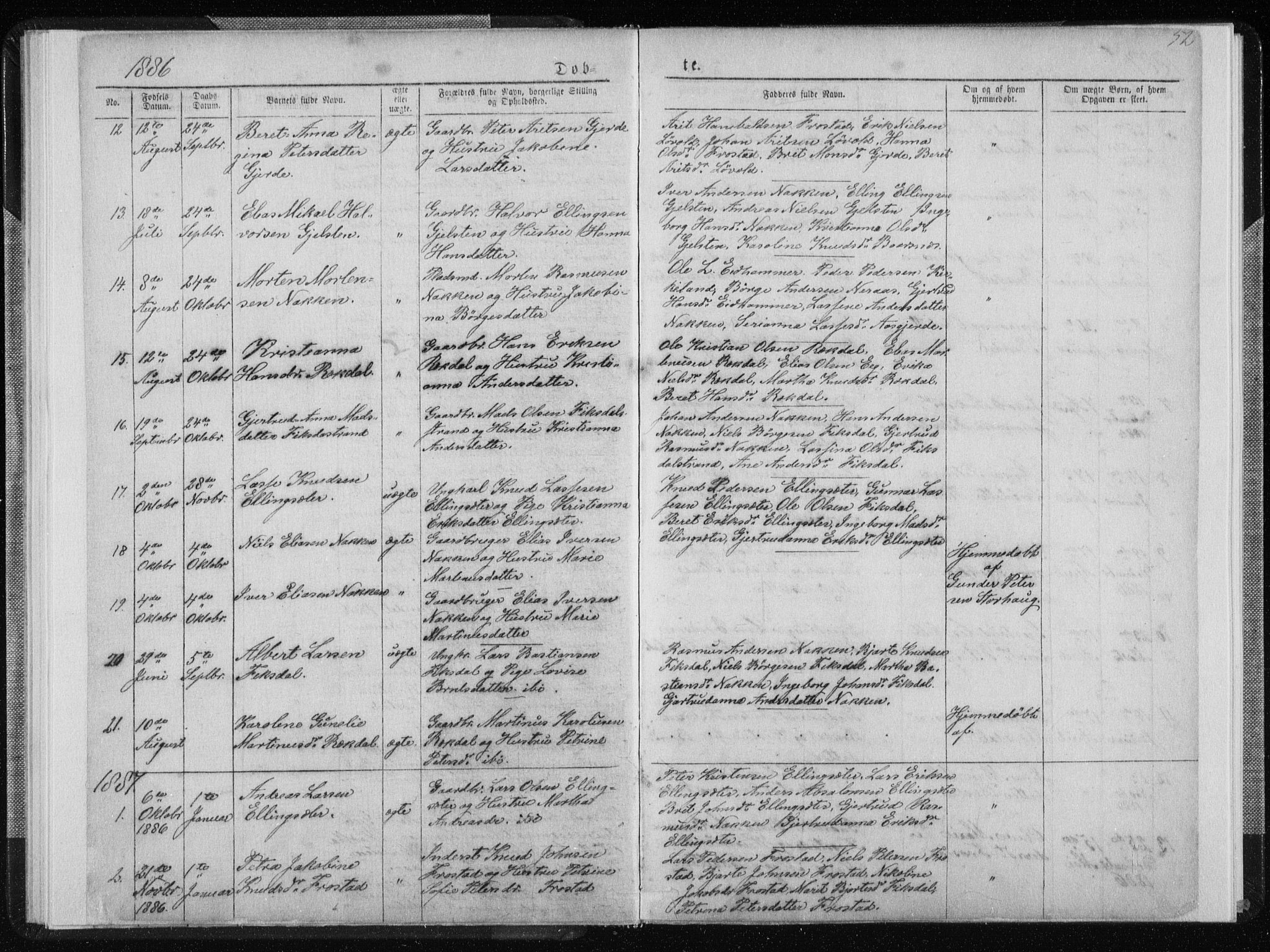 Ministerialprotokoller, klokkerbøker og fødselsregistre - Møre og Romsdal, SAT/A-1454/540/L0541: Parish register (copy) no. 540C01, 1867-1920, p. 52