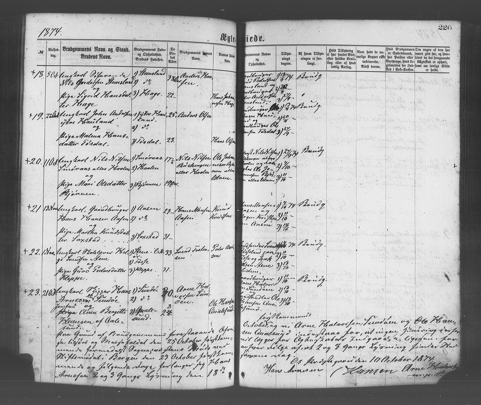 Os sokneprestembete, SAB/A-99929: Parish register (official) no. A 18, 1874-1884, p. 226