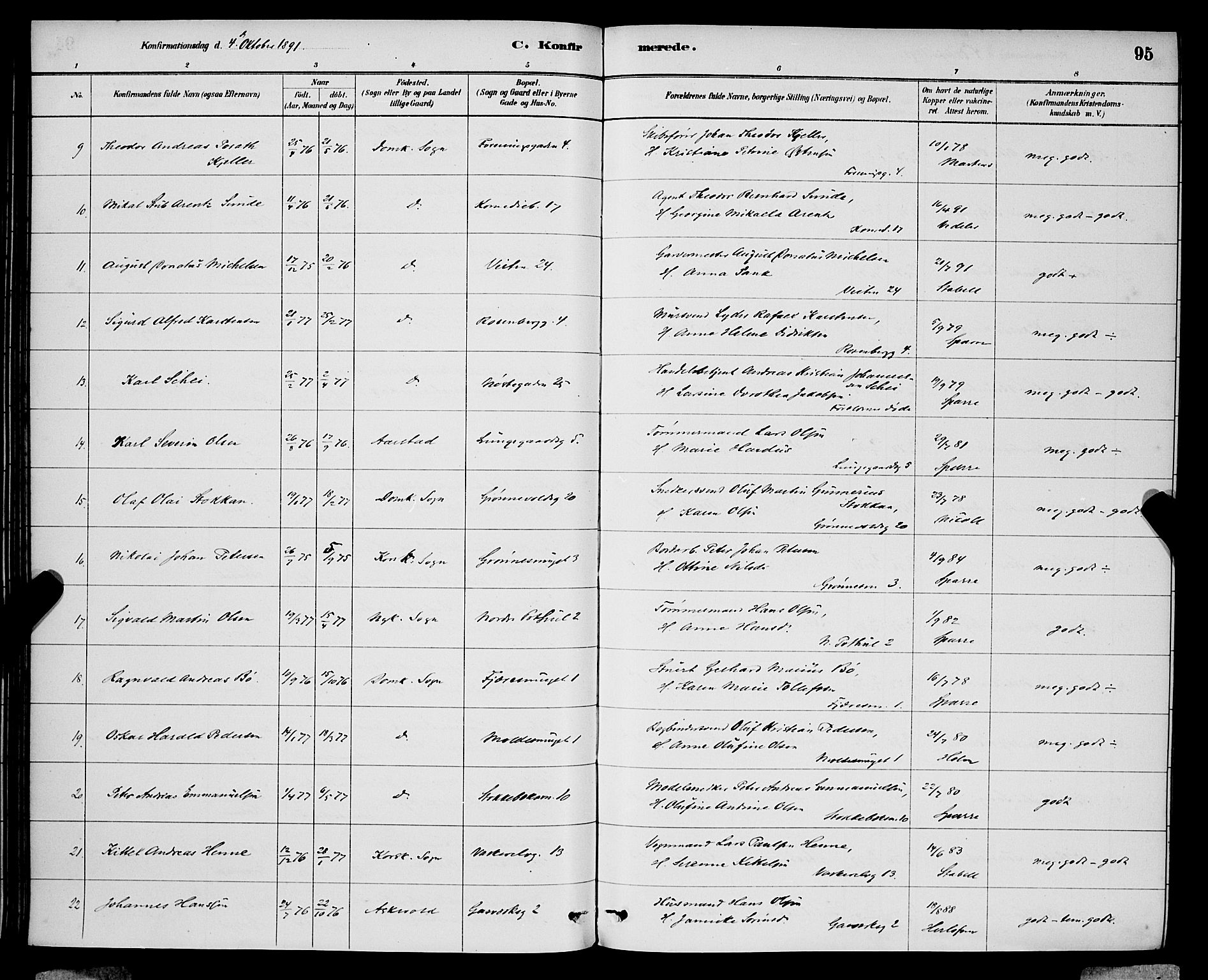 Domkirken sokneprestembete, SAB/A-74801/H/Hab/L0024: Parish register (copy) no. C 4, 1880-1899, p. 95