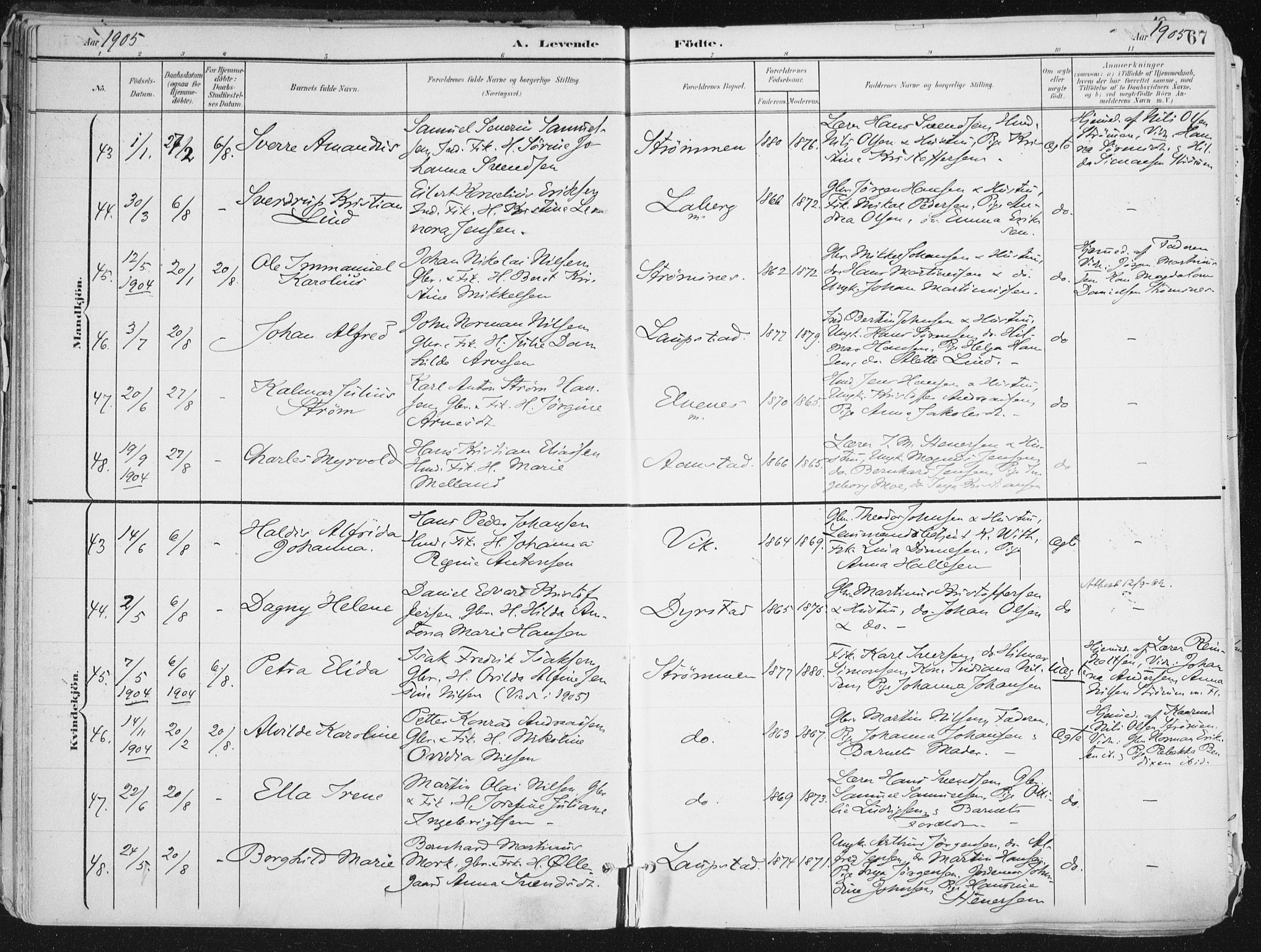 Ibestad sokneprestembete, AV/SATØ-S-0077/H/Ha/Haa/L0017kirke: Parish register (official) no. 17, 1901-1914, p. 67