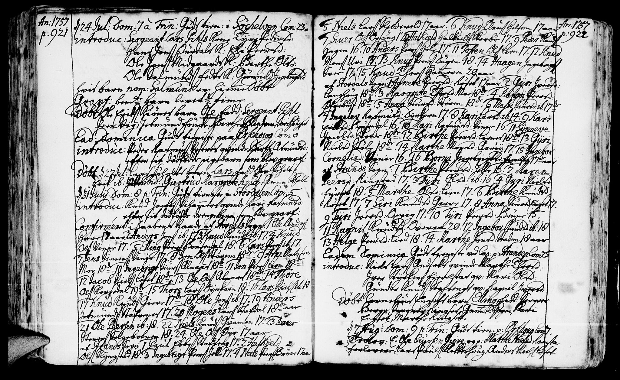 Ministerialprotokoller, klokkerbøker og fødselsregistre - Møre og Romsdal, AV/SAT-A-1454/522/L0307: Parish register (official) no. 522A02, 1743-1773, p. 921-922