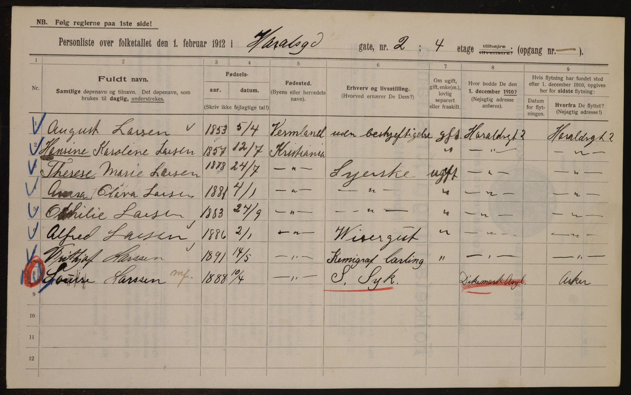 OBA, Municipal Census 1912 for Kristiania, 1912, p. 35015