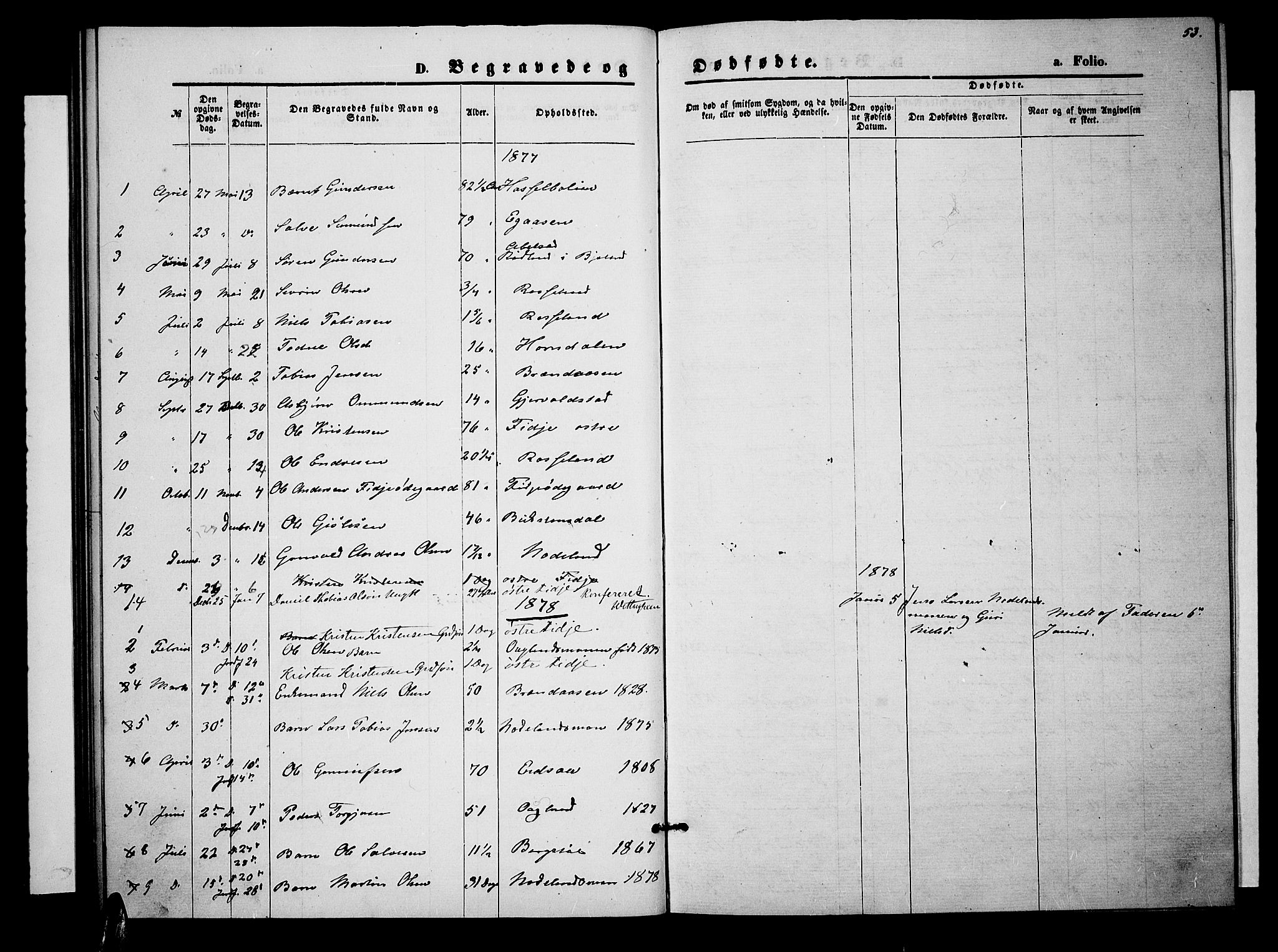 Søgne sokneprestkontor, SAK/1111-0037/F/Fb/Fba/L0003: Parish register (copy) no. B 3, 1874-1887, p. 53