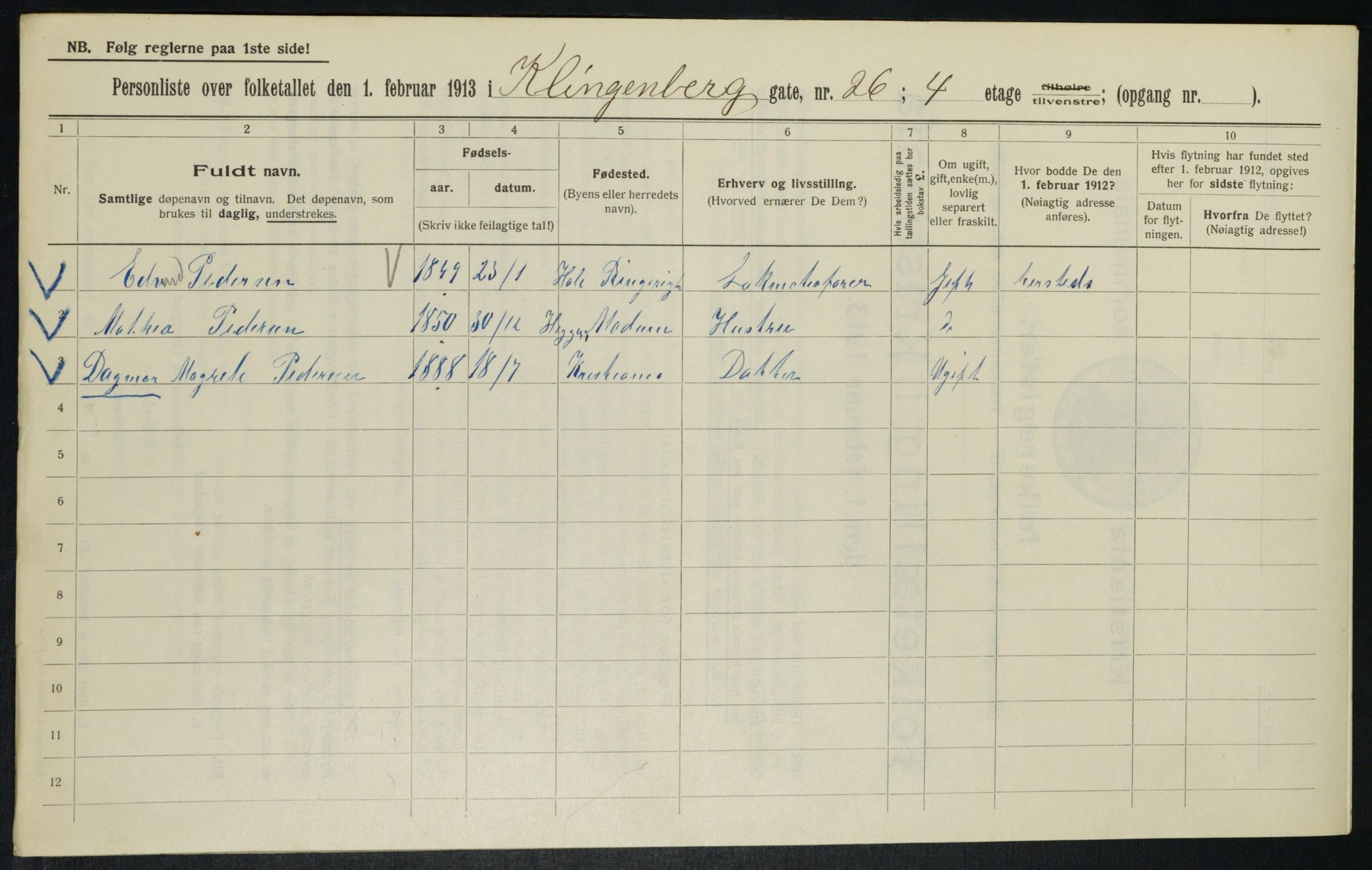 OBA, Municipal Census 1913 for Kristiania, 1913, p. 51781