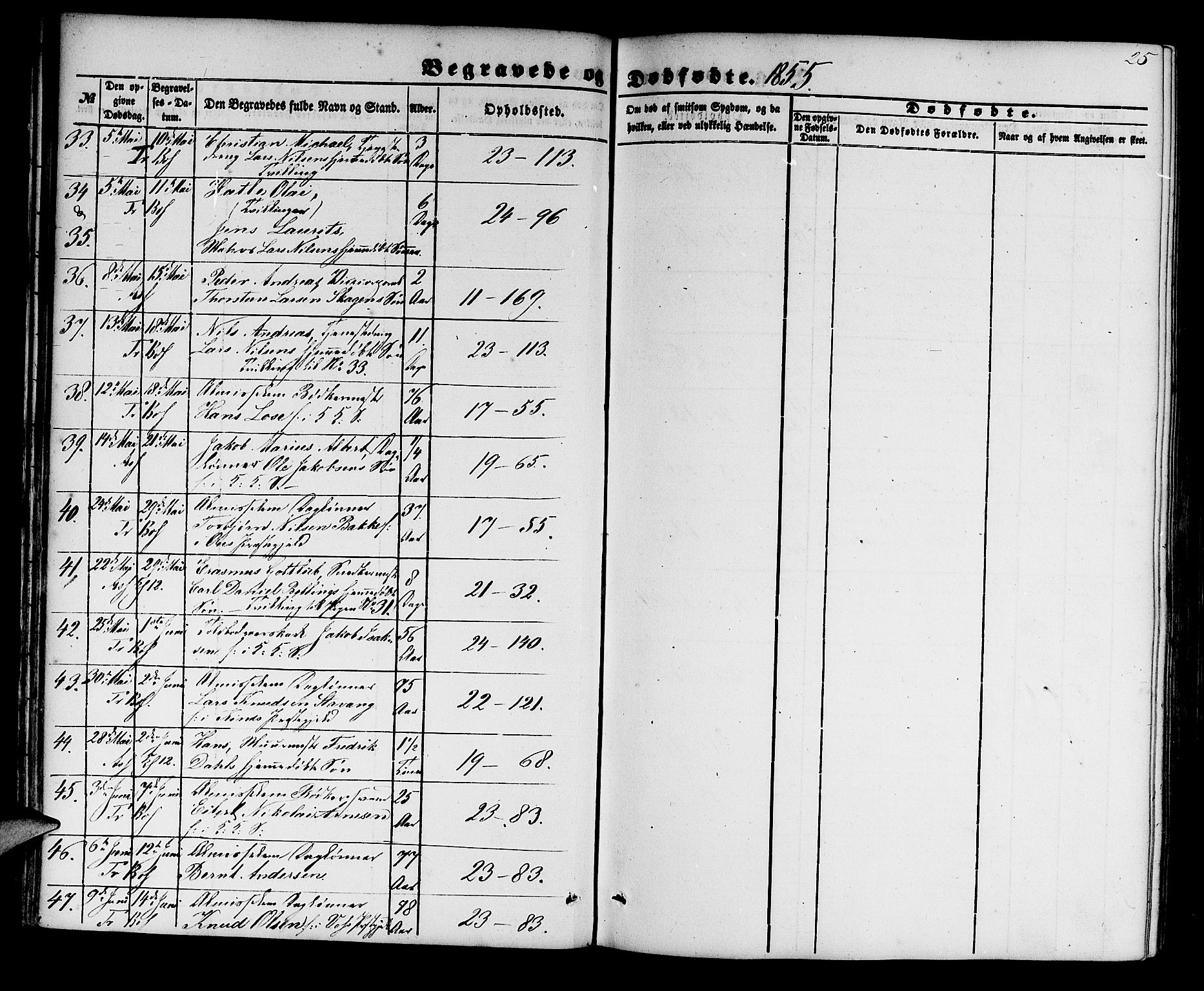 Korskirken sokneprestembete, SAB/A-76101/H/Hab: Parish register (copy) no. E 2, 1851-1871, p. 25