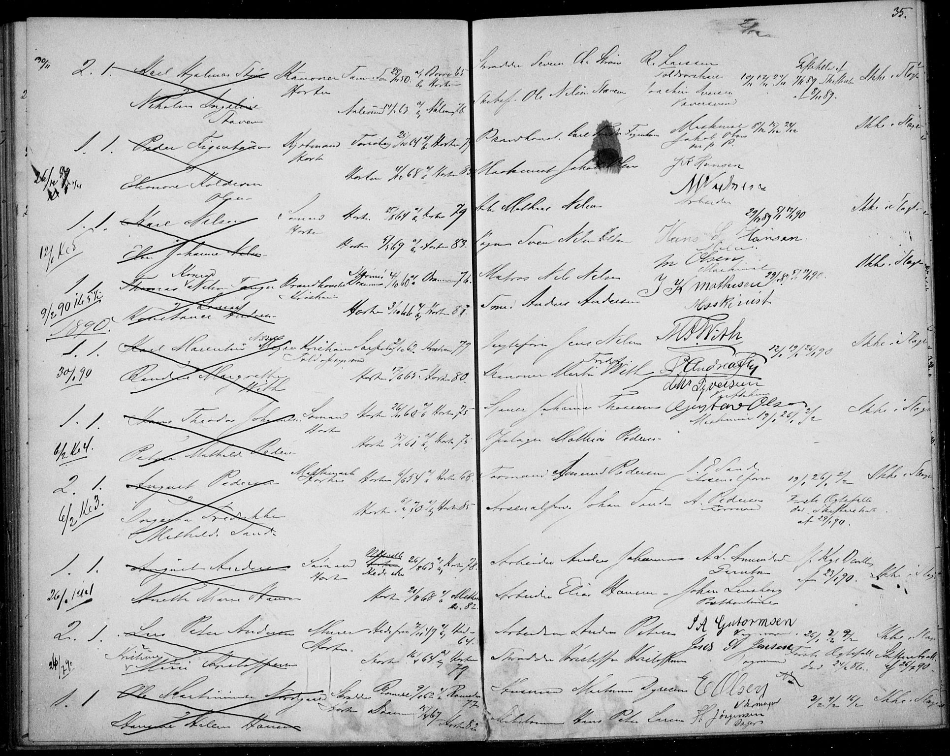 Horten kirkebøker, AV/SAKO-A-348/H/Ha/L0002: Banns register no. 2, 1881-1891, p. 35