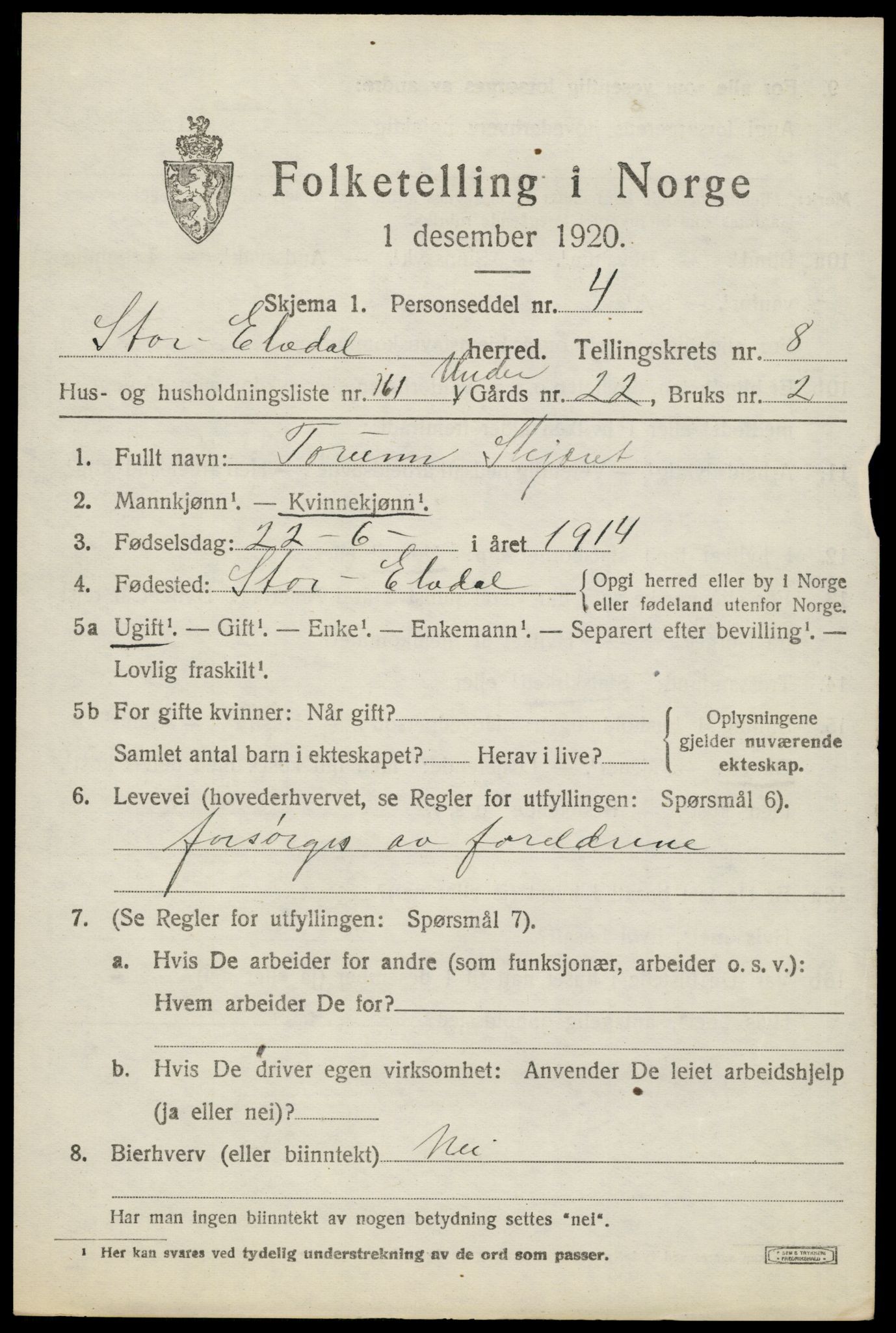 SAH, 1920 census for Stor-Elvdal, 1920, p. 8442