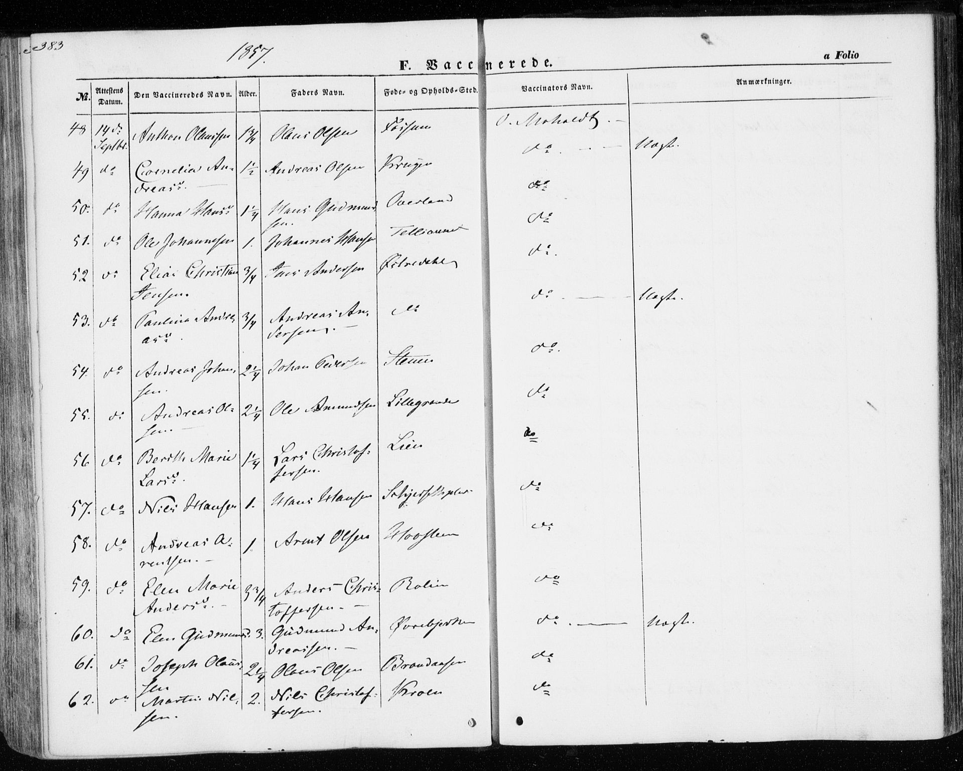 Ministerialprotokoller, klokkerbøker og fødselsregistre - Nord-Trøndelag, SAT/A-1458/701/L0008: Parish register (official) no. 701A08 /1, 1854-1863, p. 383