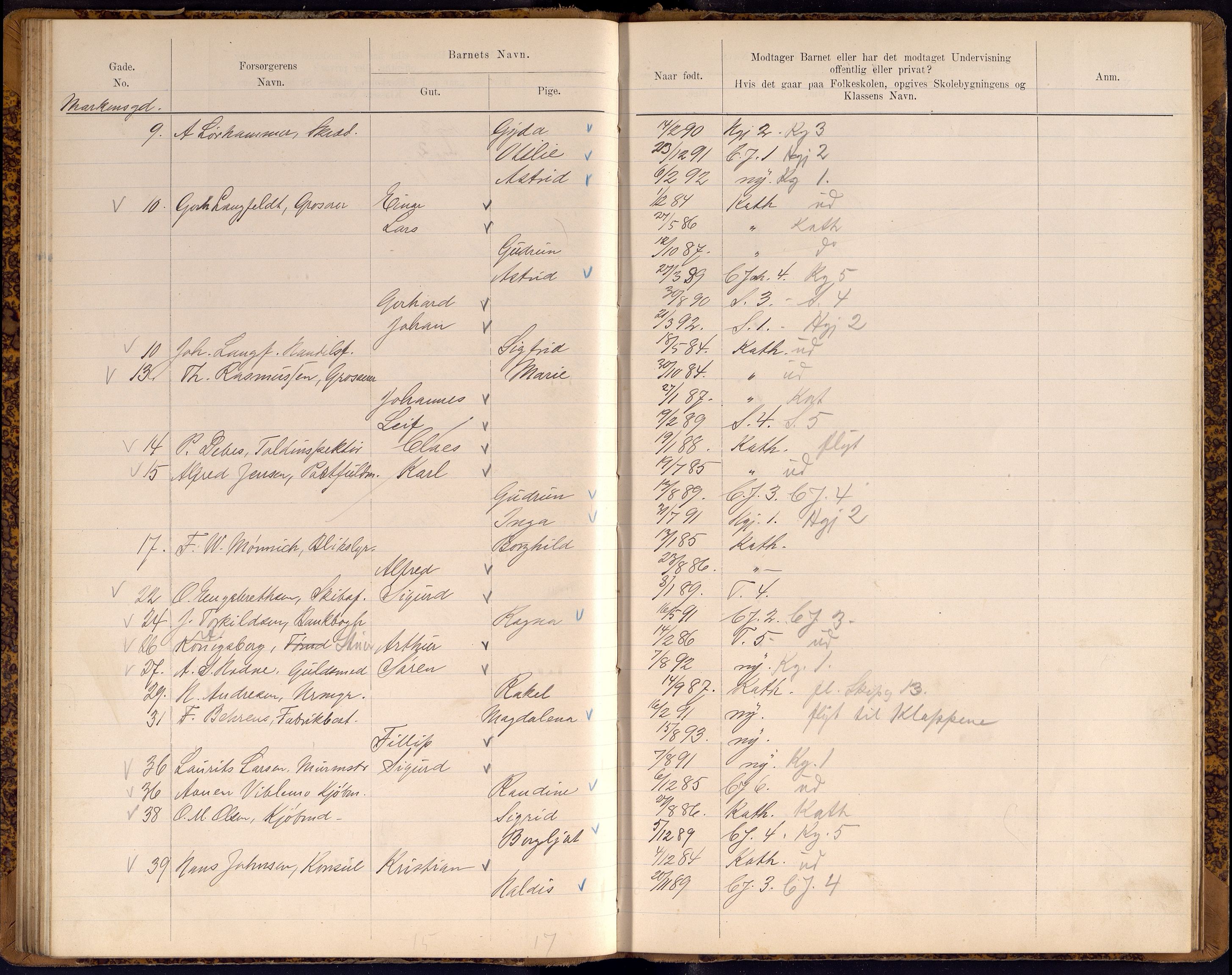 Kristiansand By - Skolekommisjonen/ -Styret, ARKSOR/1001KG510/J/Jb/L0009: Barnetelling, 1899