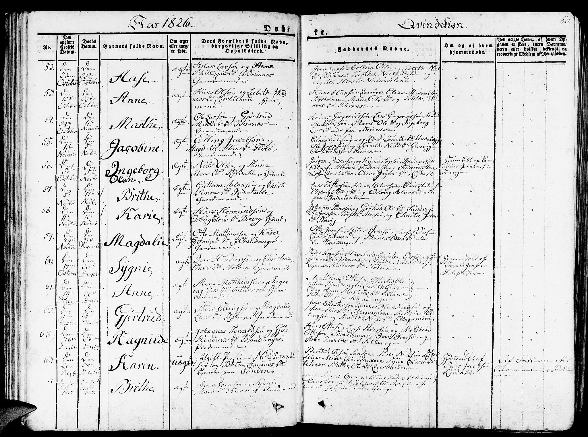 Gulen sokneprestembete, AV/SAB-A-80201/H/Haa/Haaa/L0019: Parish register (official) no. A 19, 1826-1836, p. 63