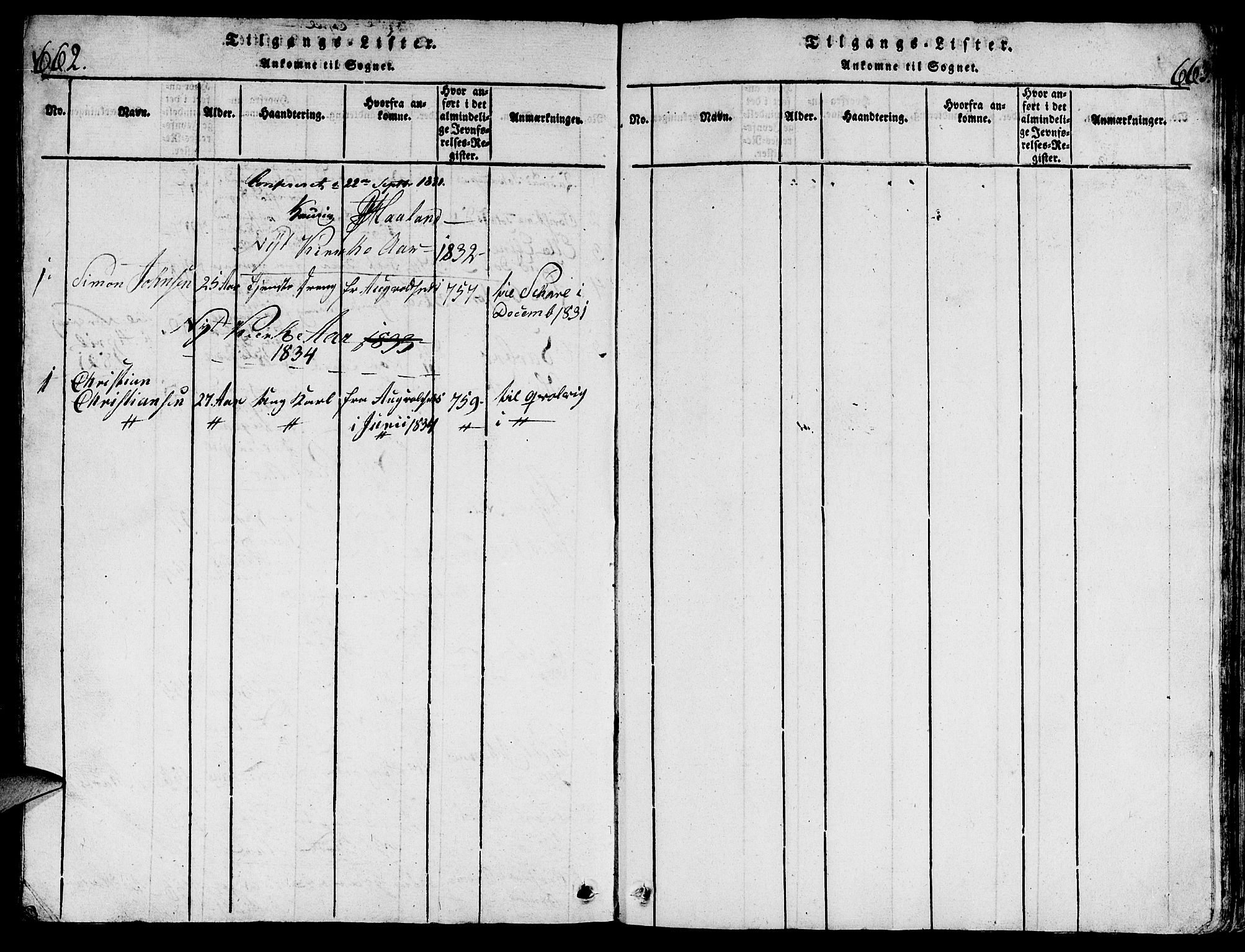 Torvastad sokneprestkontor, AV/SAST-A -101857/H/Ha/Hab/L0001: Parish register (copy) no. B 1 /2, 1817-1834, p. 662-663