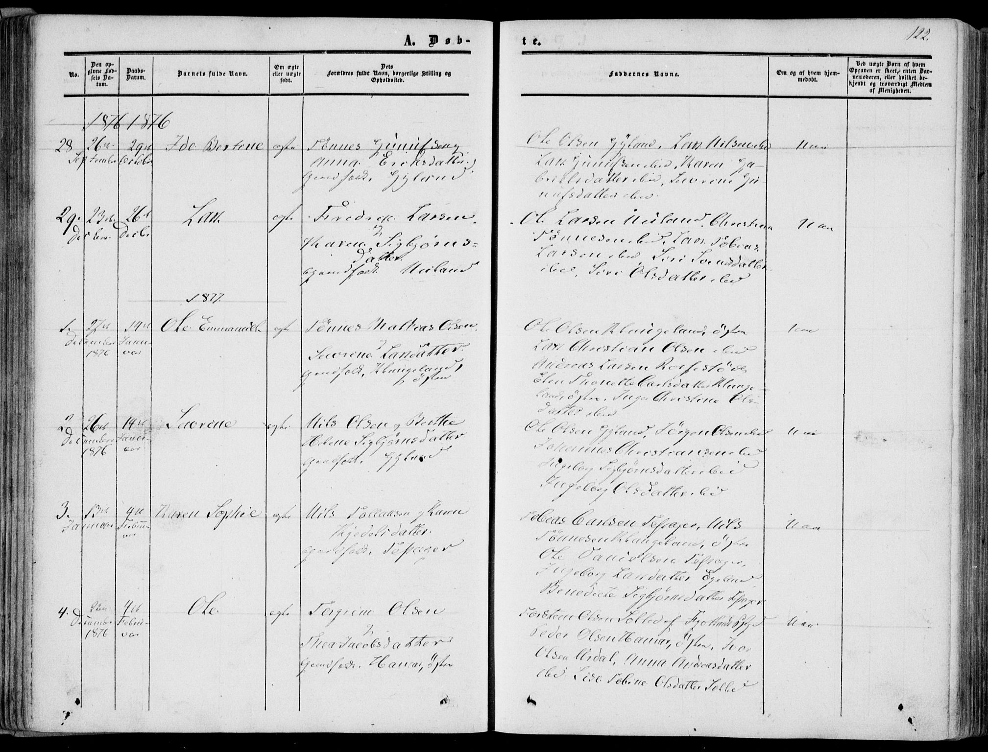 Bakke sokneprestkontor, SAK/1111-0002/F/Fa/Fab/L0002: Parish register (official) no. A 2, 1855-1884, p. 122