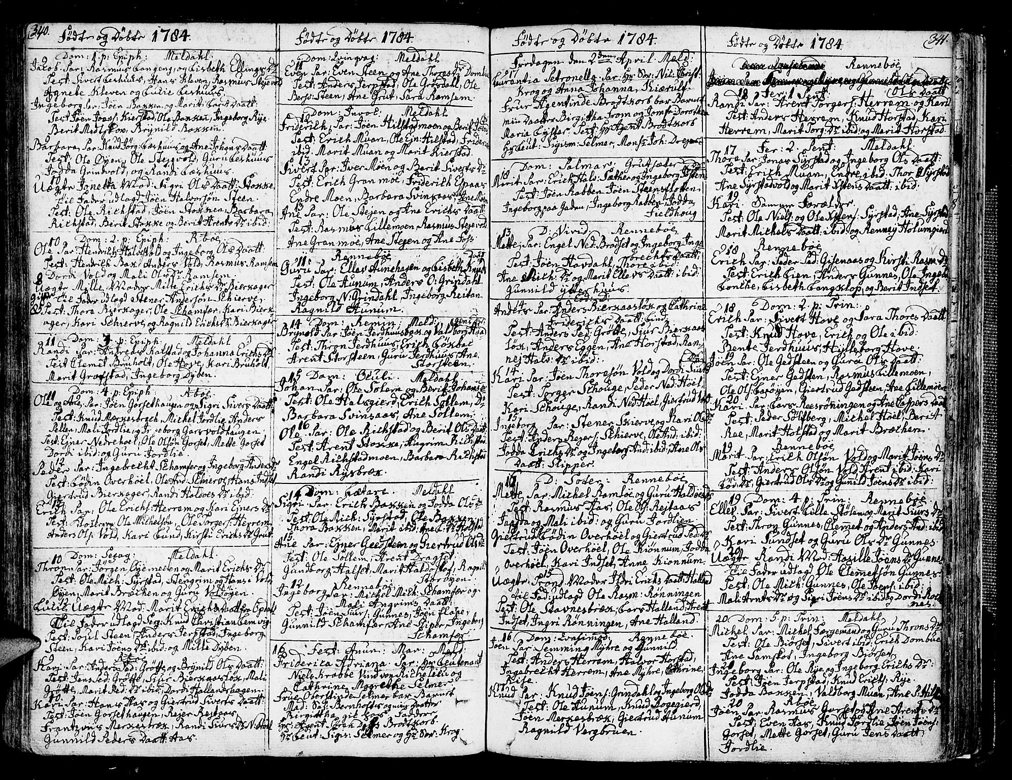 Ministerialprotokoller, klokkerbøker og fødselsregistre - Sør-Trøndelag, SAT/A-1456/672/L0852: Parish register (official) no. 672A05, 1776-1815, p. 340-341