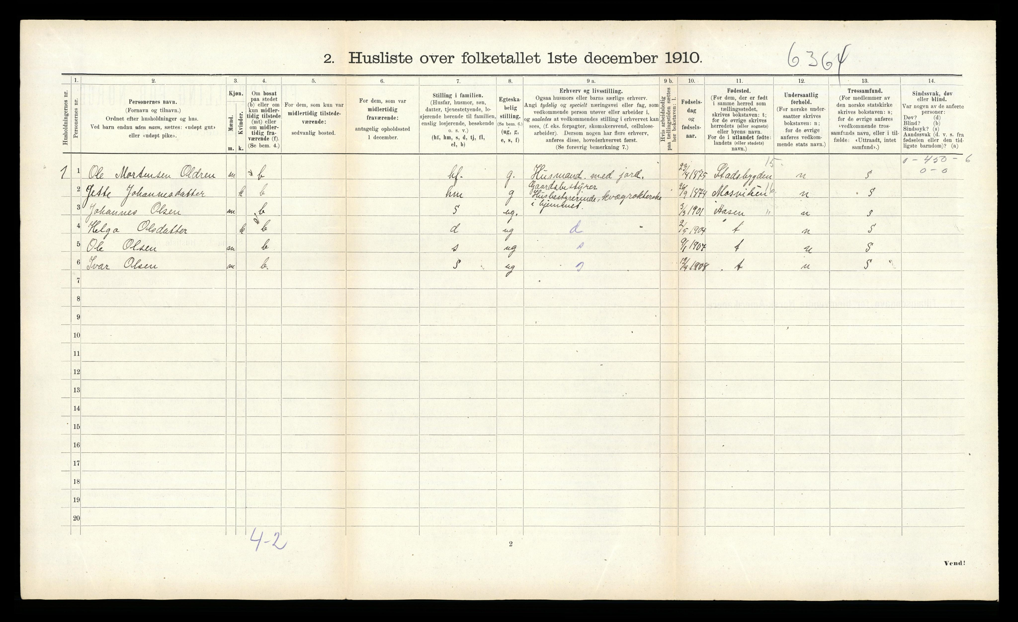 RA, 1910 census for Egge, 1910, p. 396