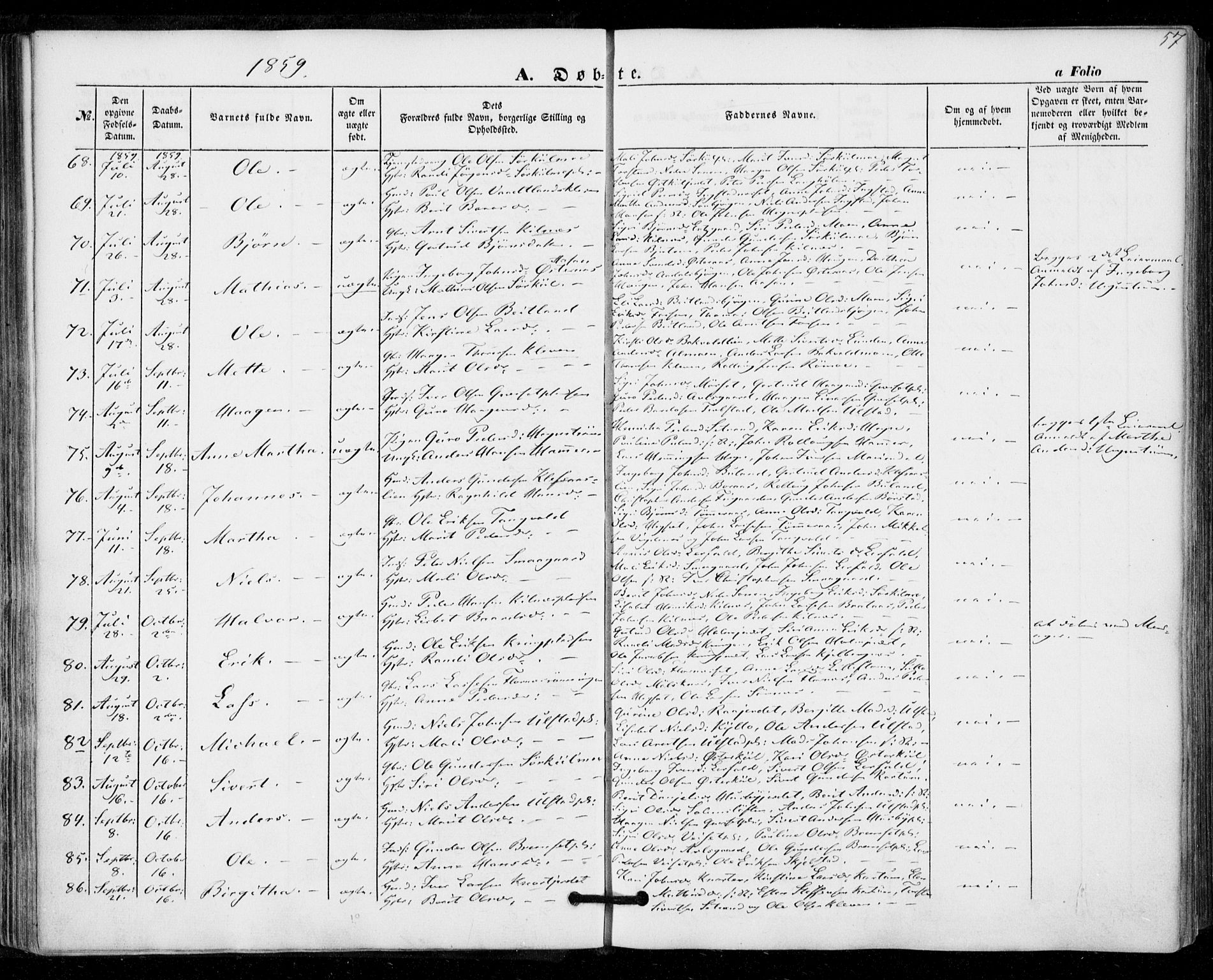 Ministerialprotokoller, klokkerbøker og fødselsregistre - Nord-Trøndelag, AV/SAT-A-1458/703/L0028: Parish register (official) no. 703A01, 1850-1862, p. 57