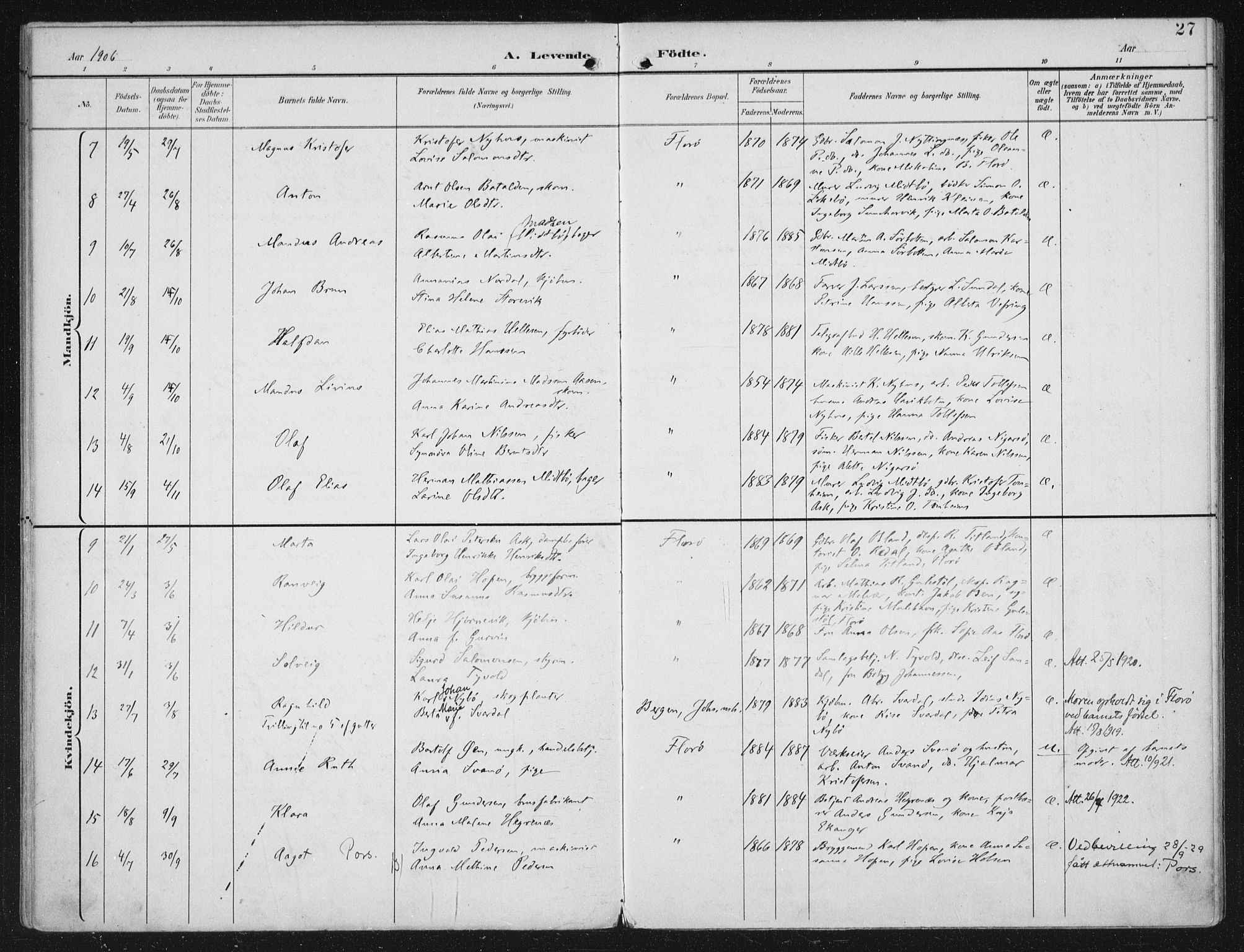 Kinn sokneprestembete, AV/SAB-A-80801/H/Haa/Haac/L0002: Parish register (official) no. C 2, 1895-1916, p. 27