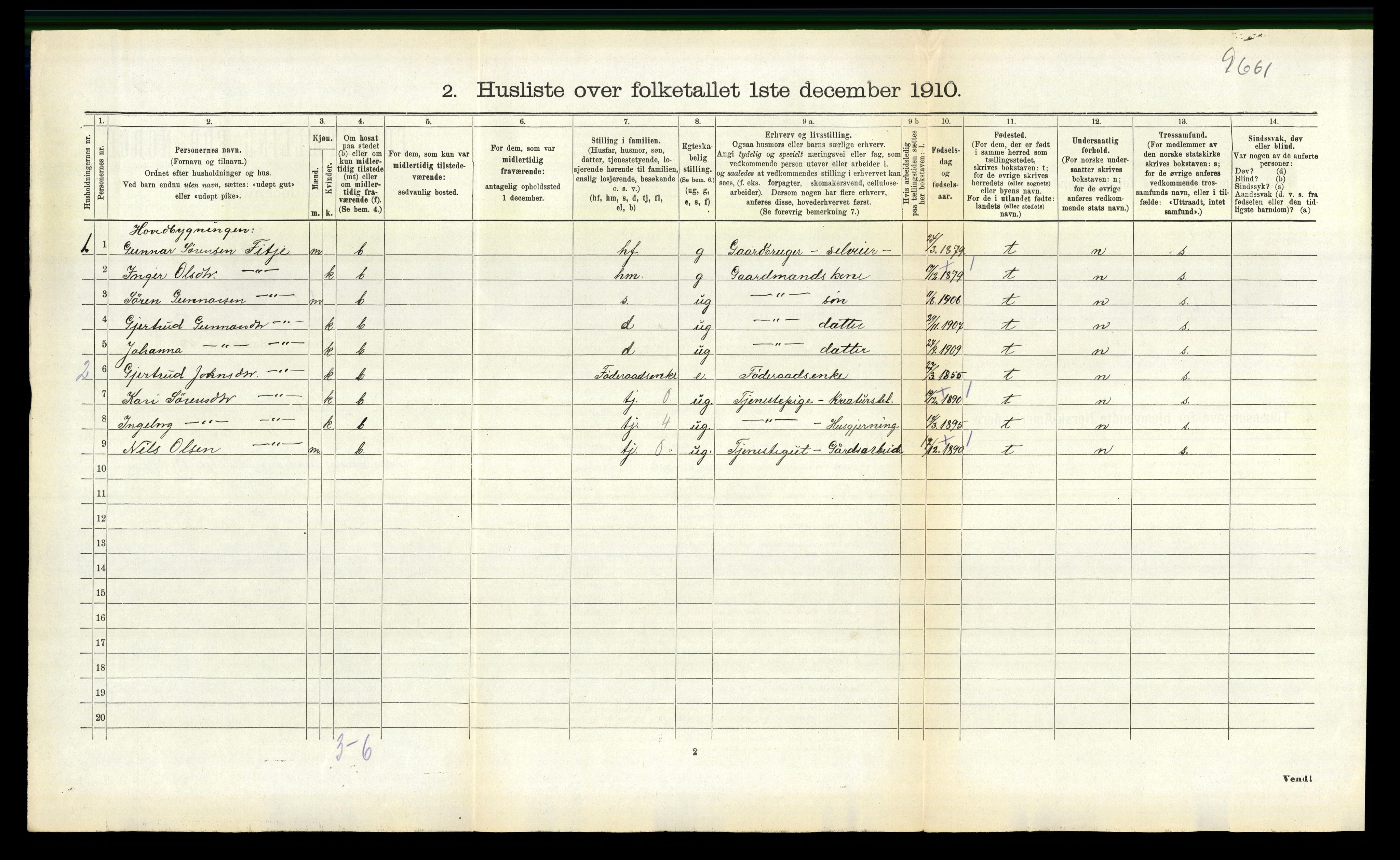 RA, 1910 census for Gloppen, 1910, p. 139