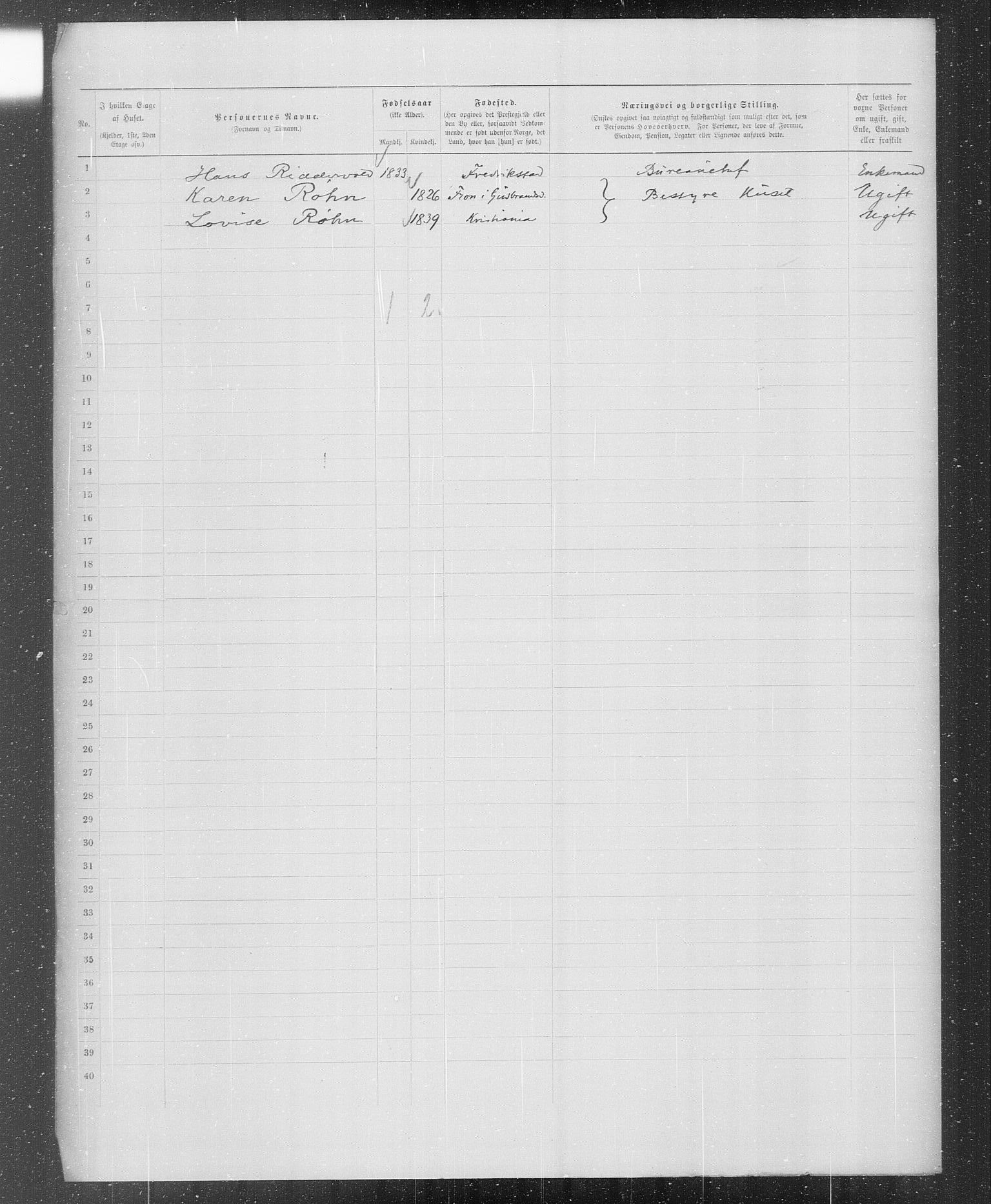 OBA, Municipal Census 1899 for Kristiania, 1899, p. 1698