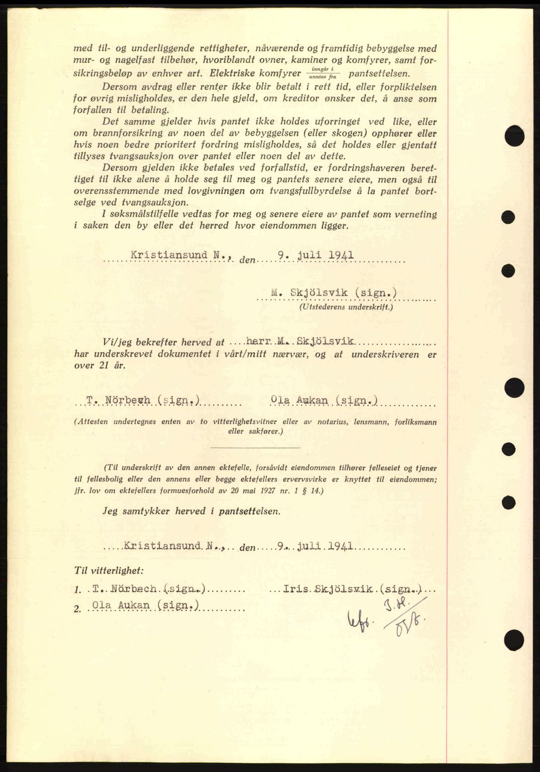 Nordmøre sorenskriveri, SAT/A-4132/1/2/2Ca: Mortgage book no. B88, 1941-1942, Diary no: : 1199/1941