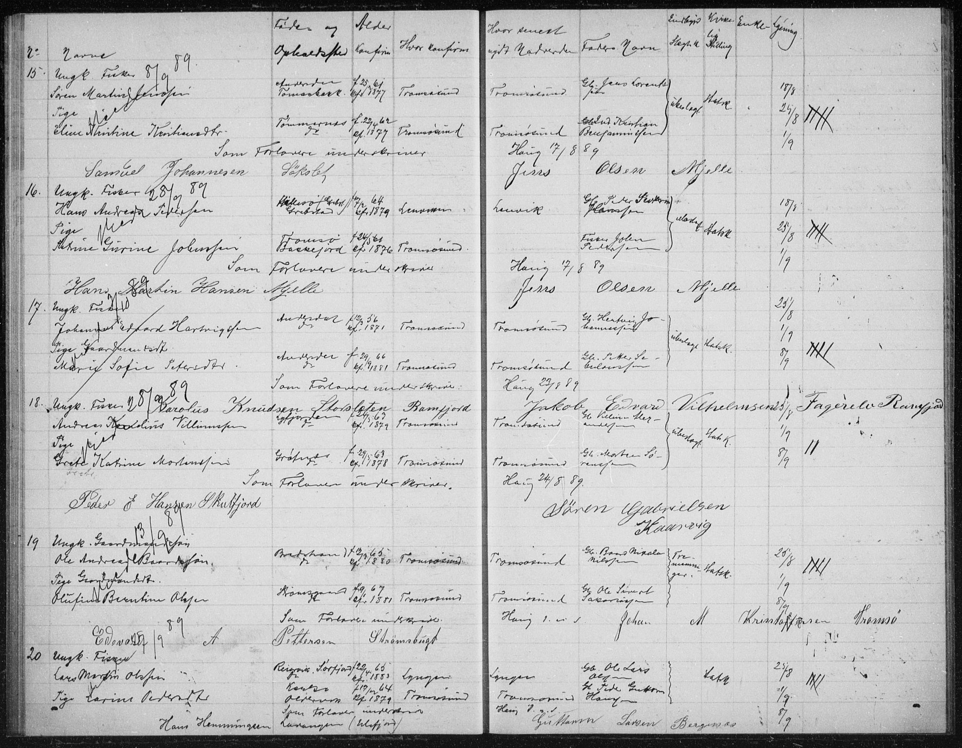 Tromsøysund sokneprestkontor, AV/SATØ-S-1304/H/Hc/L0057: Banns register no. 57, 1887-1894