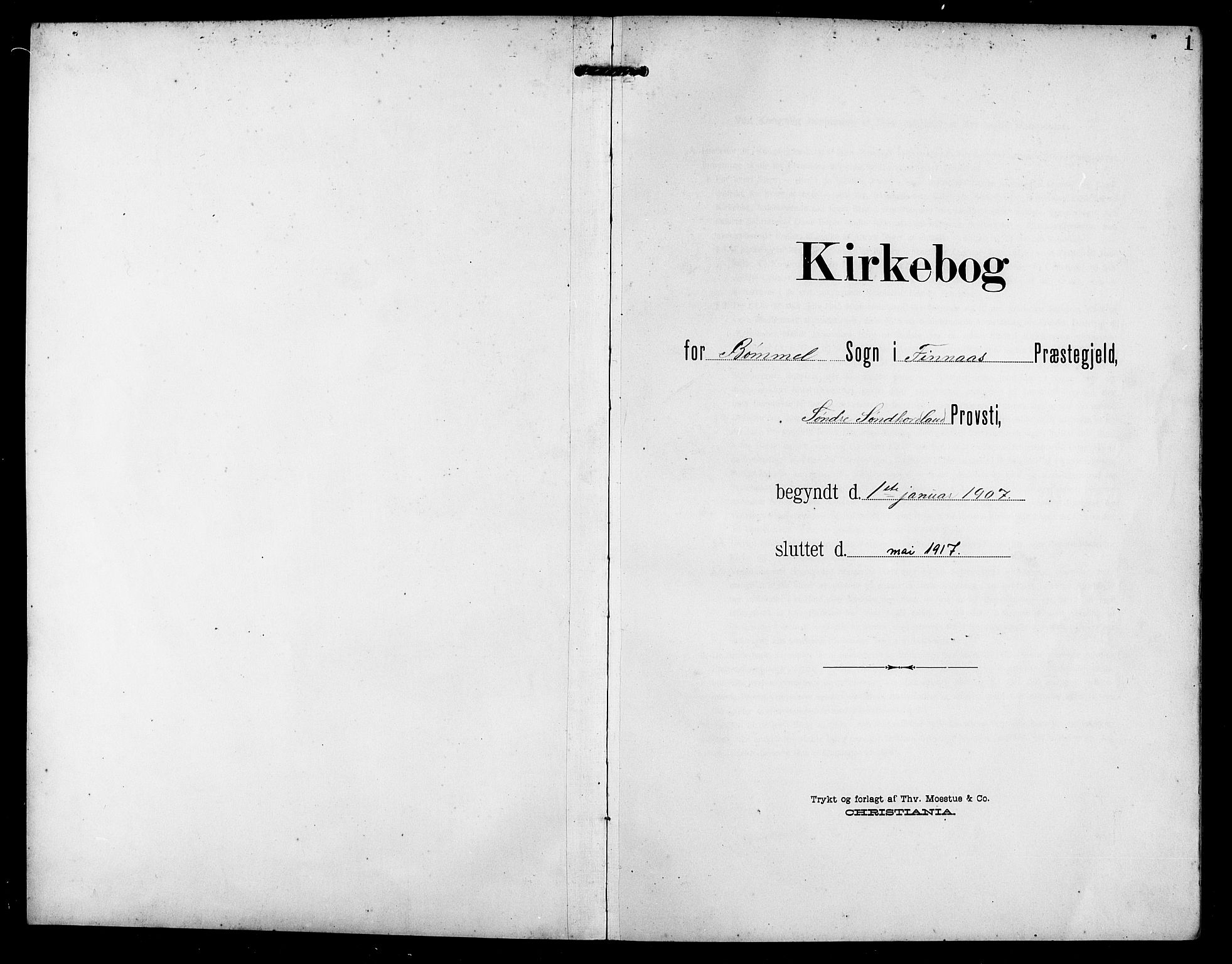 Finnås sokneprestembete, AV/SAB-A-99925/H/Ha/Hab/Habc/L0003: Parish register (copy) no. C 3, 1907-1917, p. 1