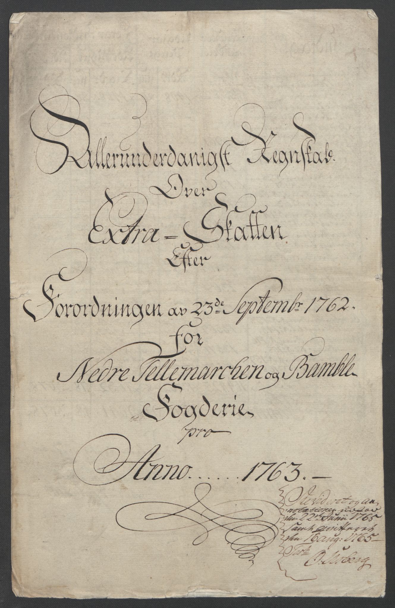 Rentekammeret inntil 1814, Reviderte regnskaper, Fogderegnskap, RA/EA-4092/R37/L2239: Ekstraskatten Nedre Telemark og Bamble, 1762-1763, p. 366