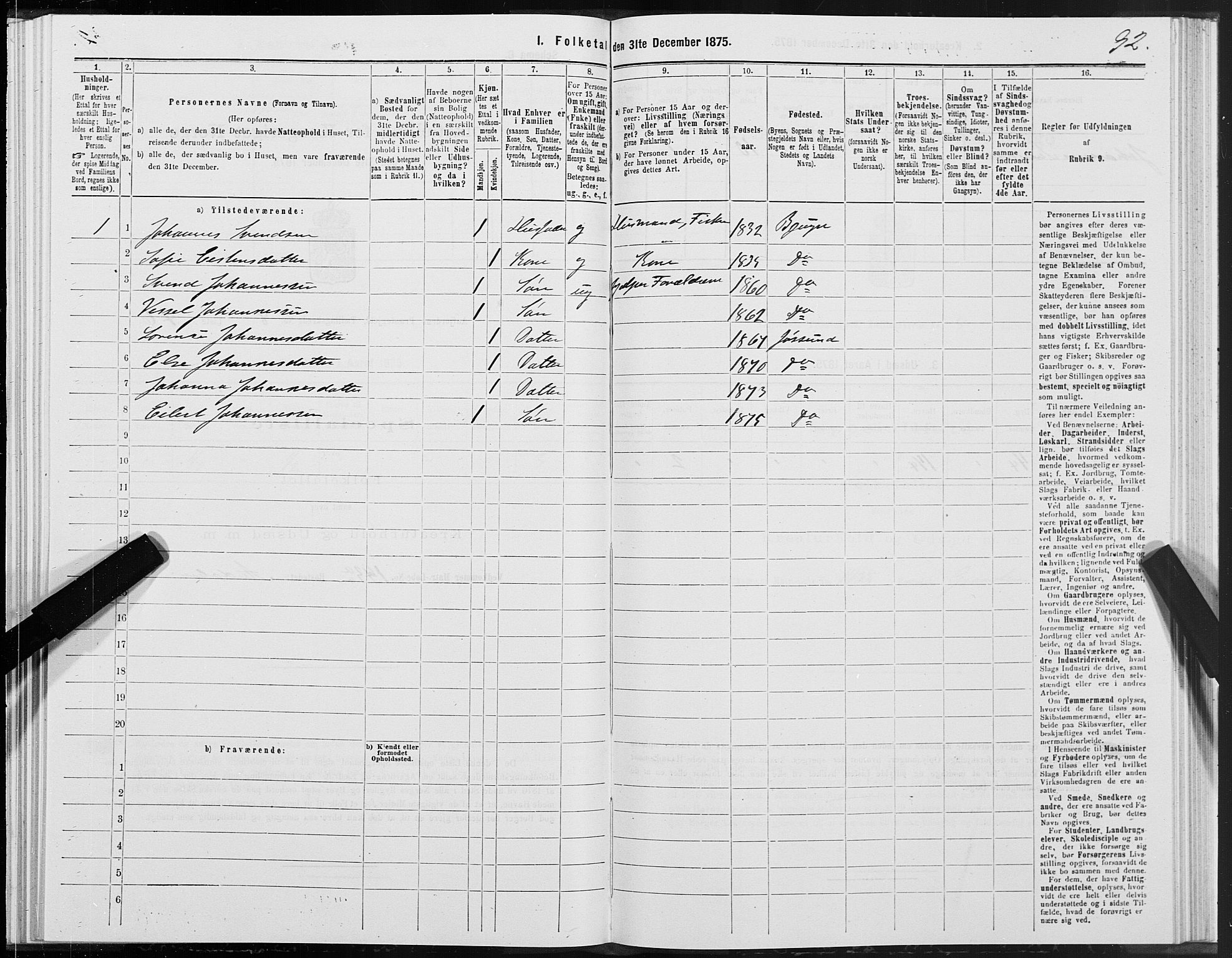 SAT, 1875 census for 1630P Aafjorden, 1875, p. 4092