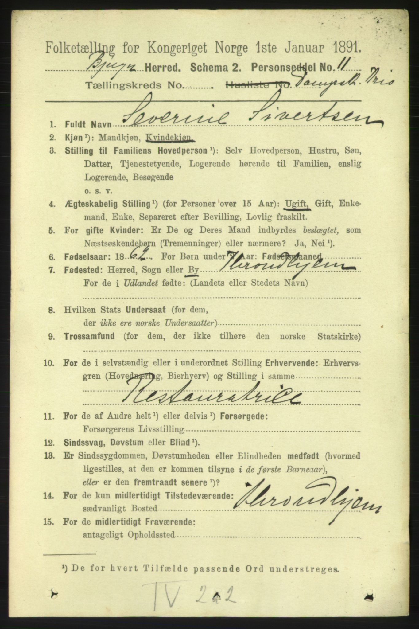 RA, 1891 census for 1627 Bjugn, 1891, p. 5767