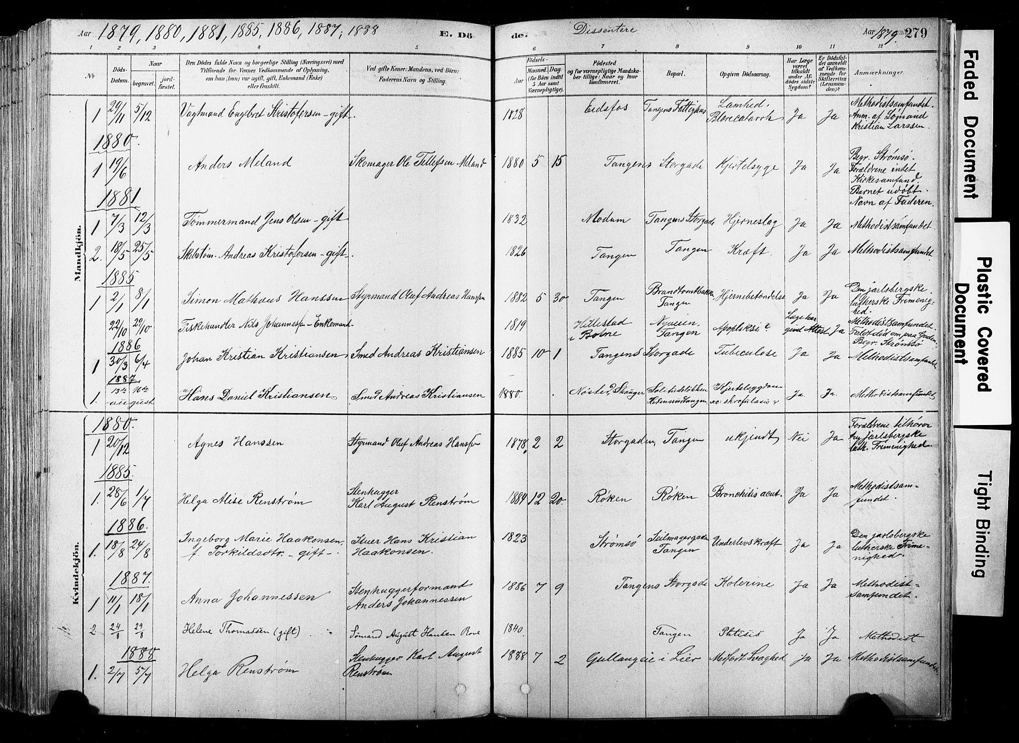 Strømsø kirkebøker, SAKO/A-246/F/Fb/L0006: Parish register (official) no. II 6, 1879-1910, p. 279