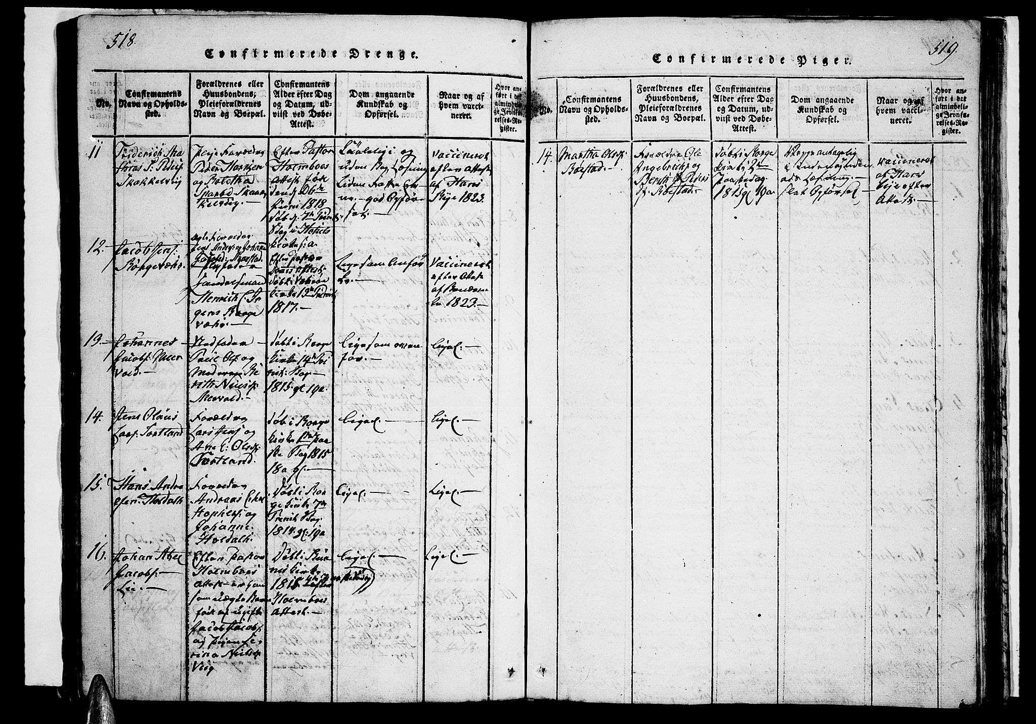 Ministerialprotokoller, klokkerbøker og fødselsregistre - Nordland, AV/SAT-A-1459/880/L1130: Parish register (official) no. 880A04, 1821-1843, p. 518-519