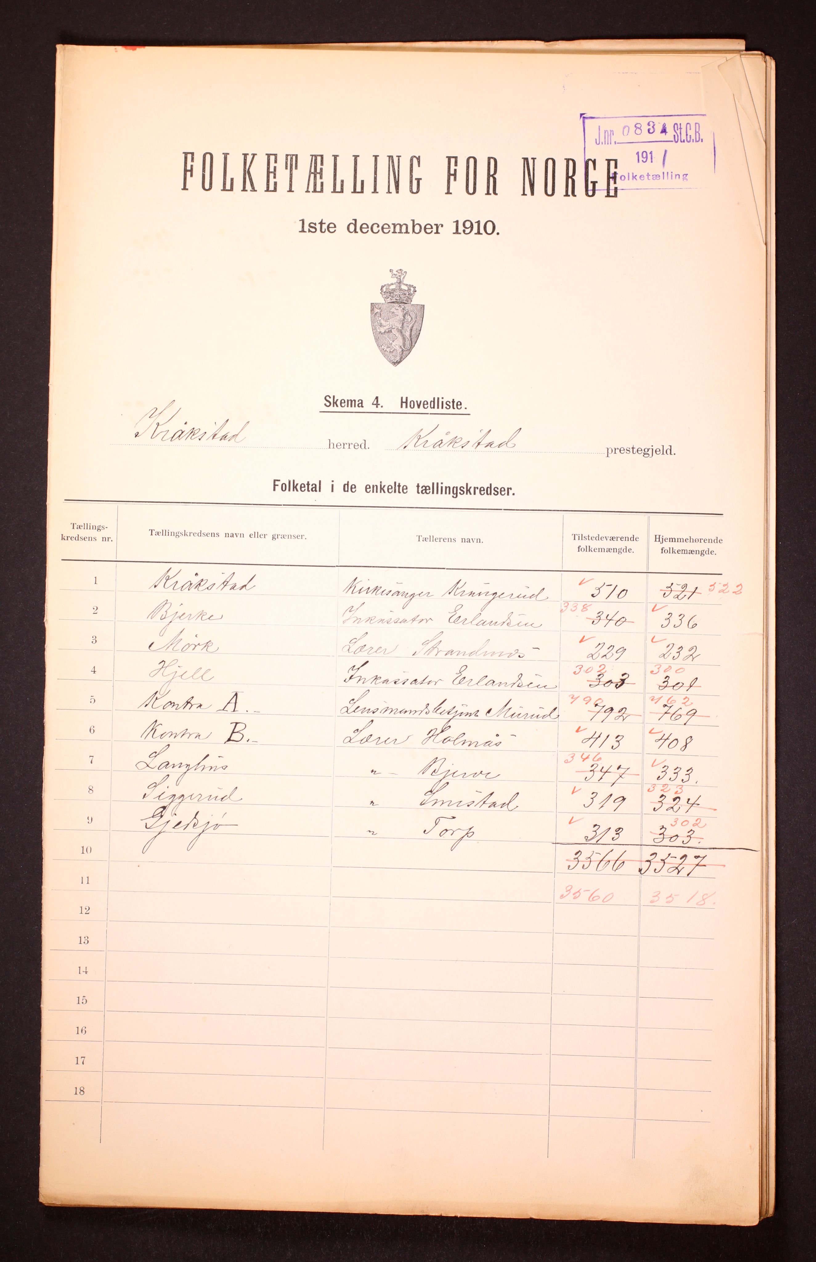 RA, 1910 census for Kråkstad, 1910, p. 2