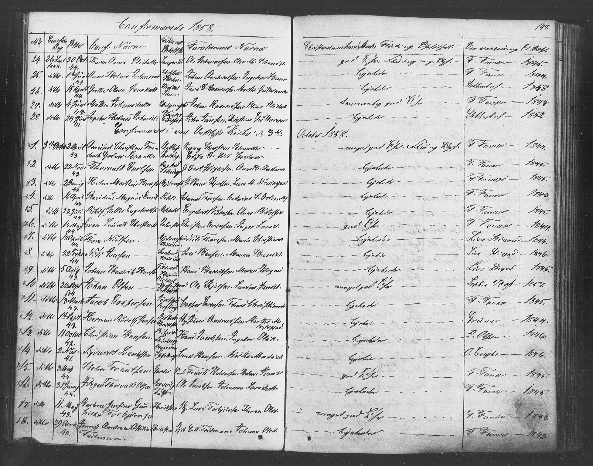 Vestby prestekontor Kirkebøker, SAO/A-10893/F/Fa/L0007: Parish register (official) no. I 7, 1850-1862, p. 147