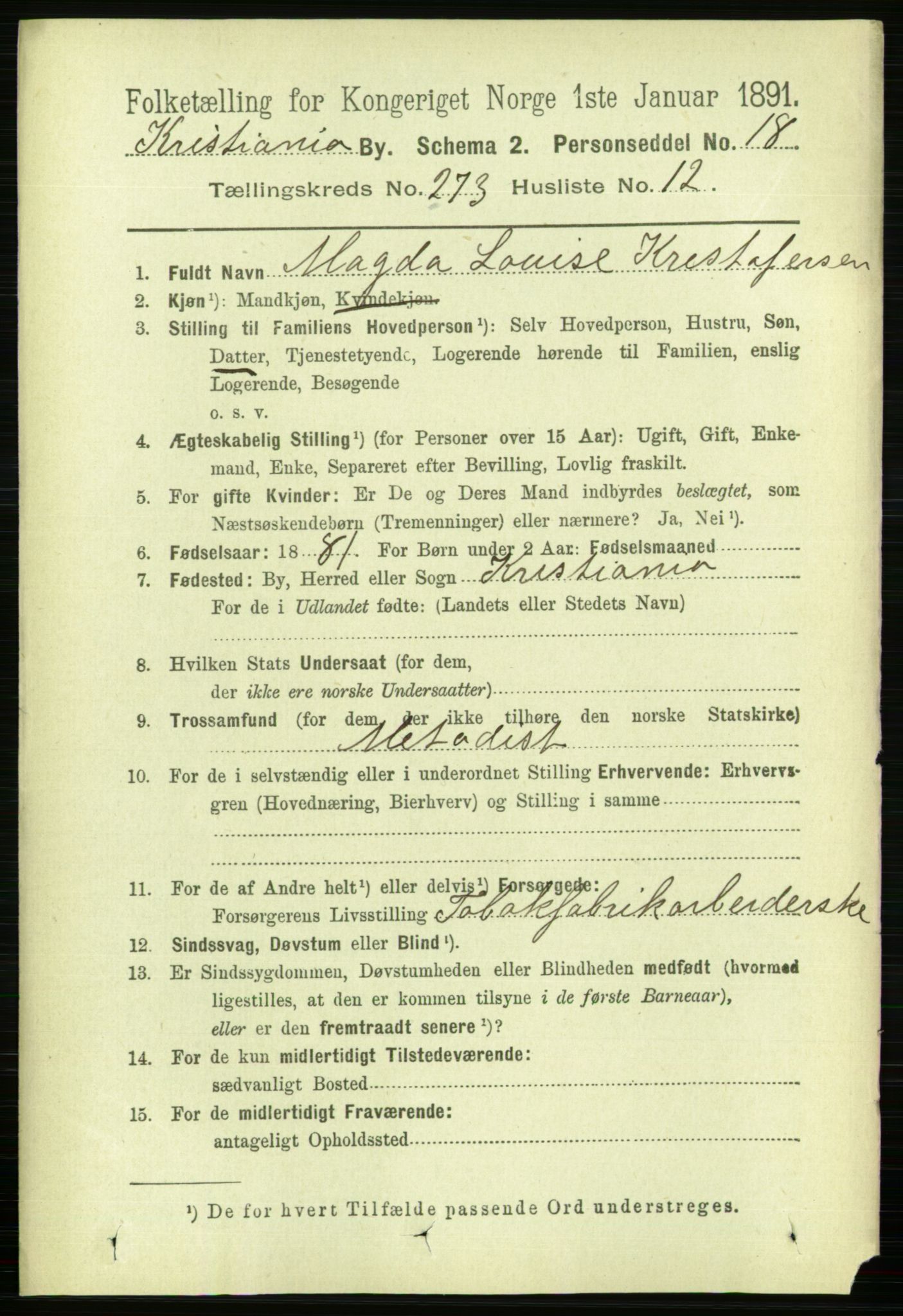 RA, 1891 census for 0301 Kristiania, 1891, p. 166053
