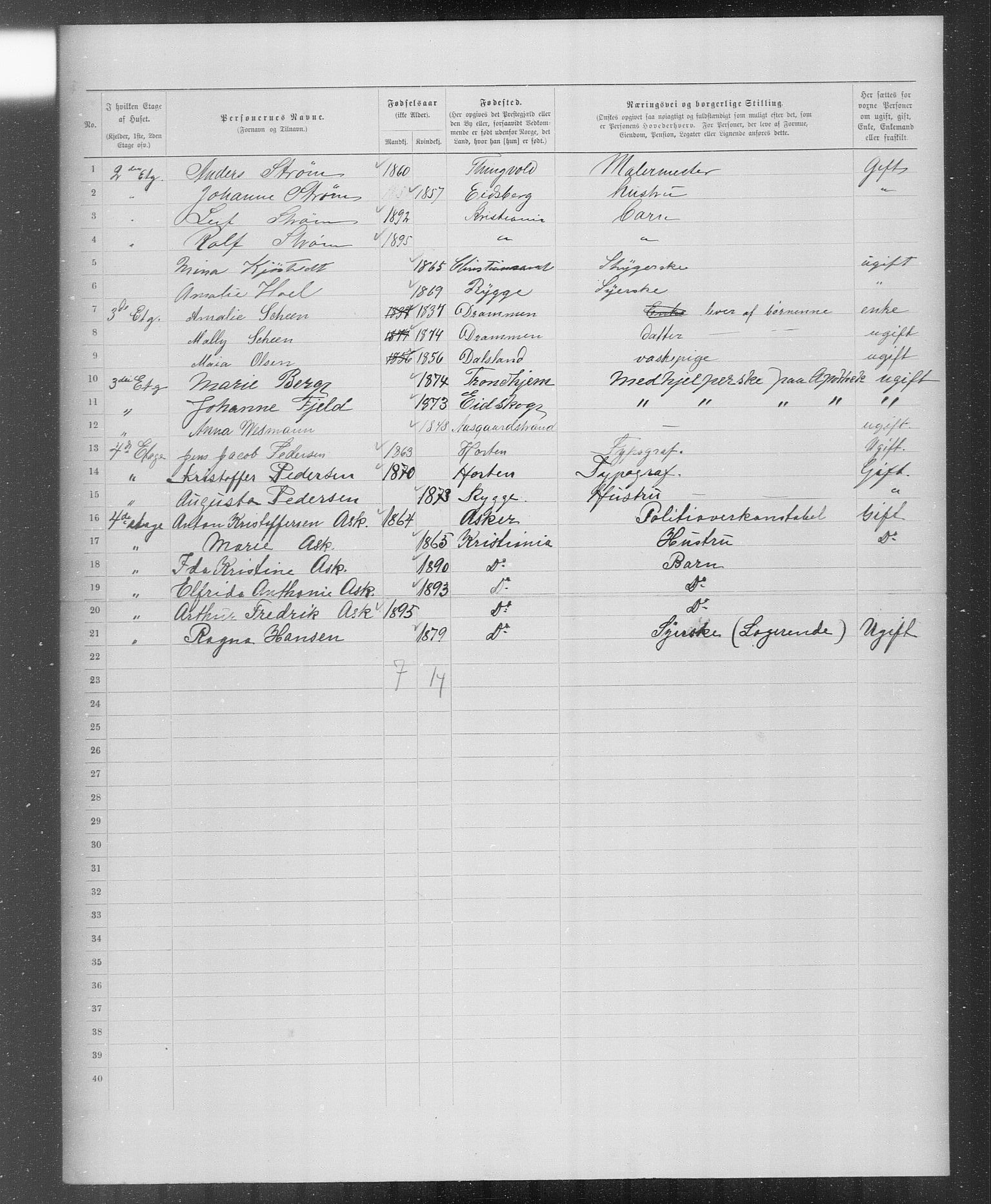 OBA, Municipal Census 1899 for Kristiania, 1899, p. 4409