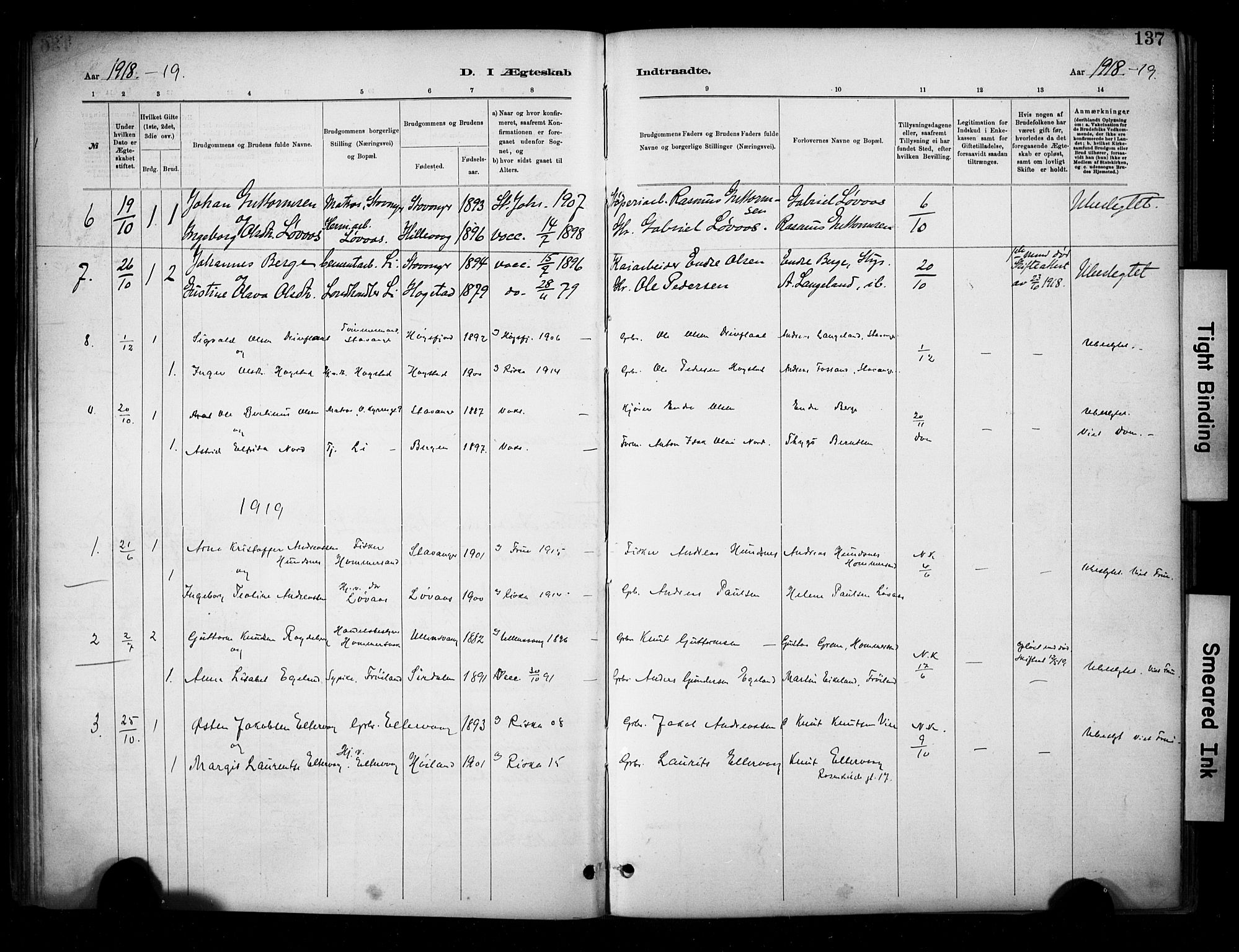 Hetland sokneprestkontor, AV/SAST-A-101826/30/30BA/L0010: Parish register (official) no. A 10, 1882-1925, p. 137