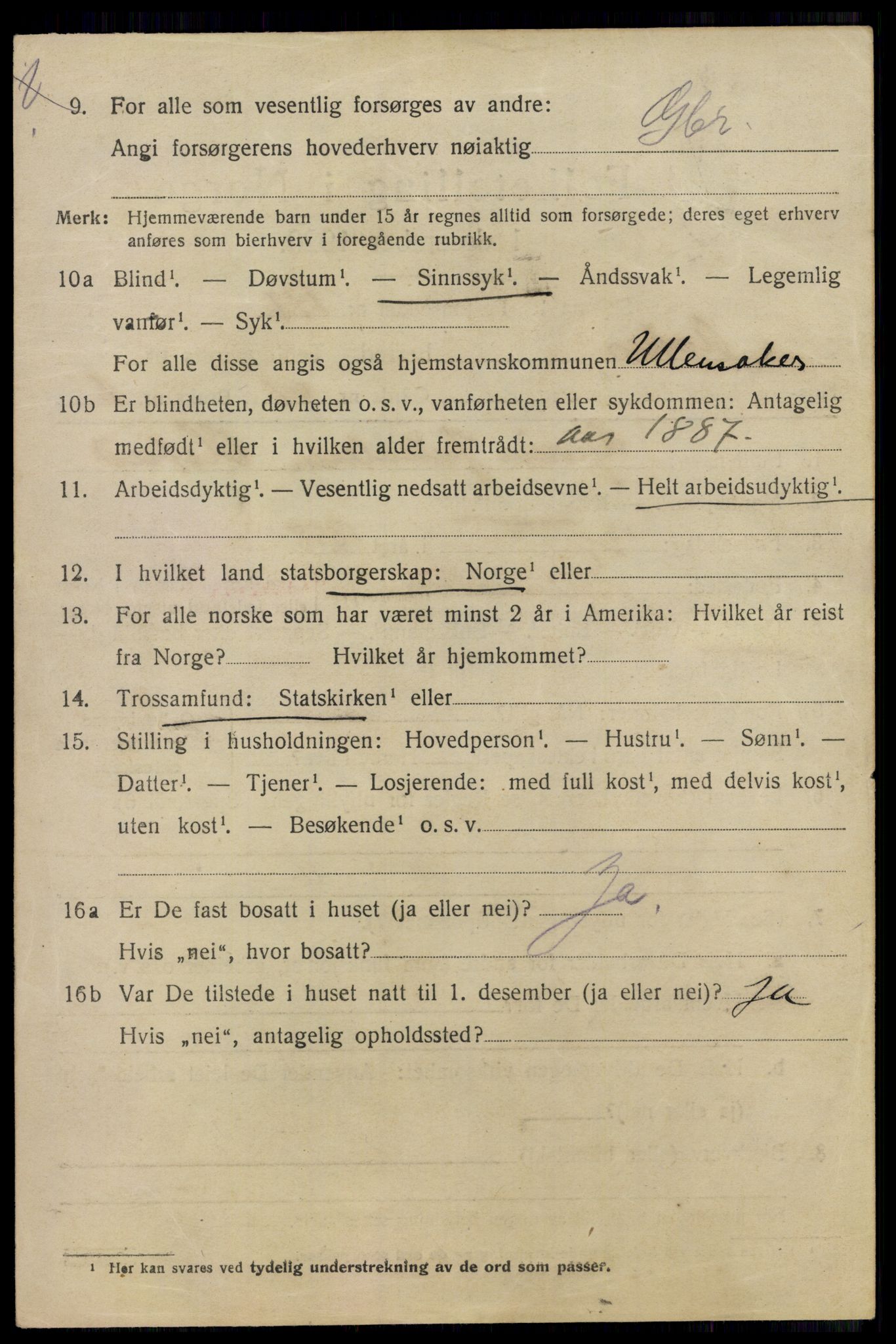 SAO, 1920 census for Asker, 1920, p. 9847