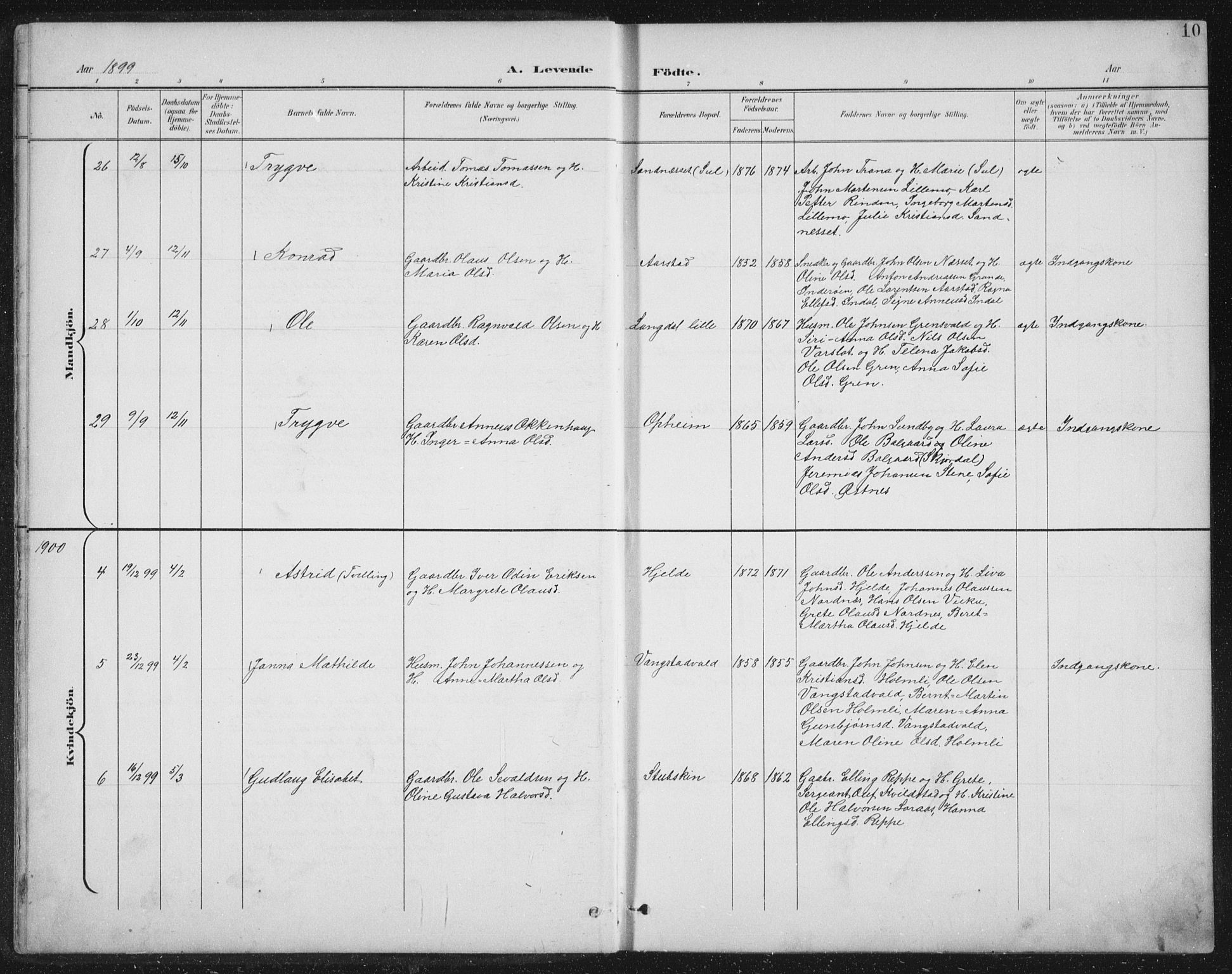 Ministerialprotokoller, klokkerbøker og fødselsregistre - Nord-Trøndelag, SAT/A-1458/724/L0269: Parish register (copy) no. 724C05, 1899-1920, p. 10